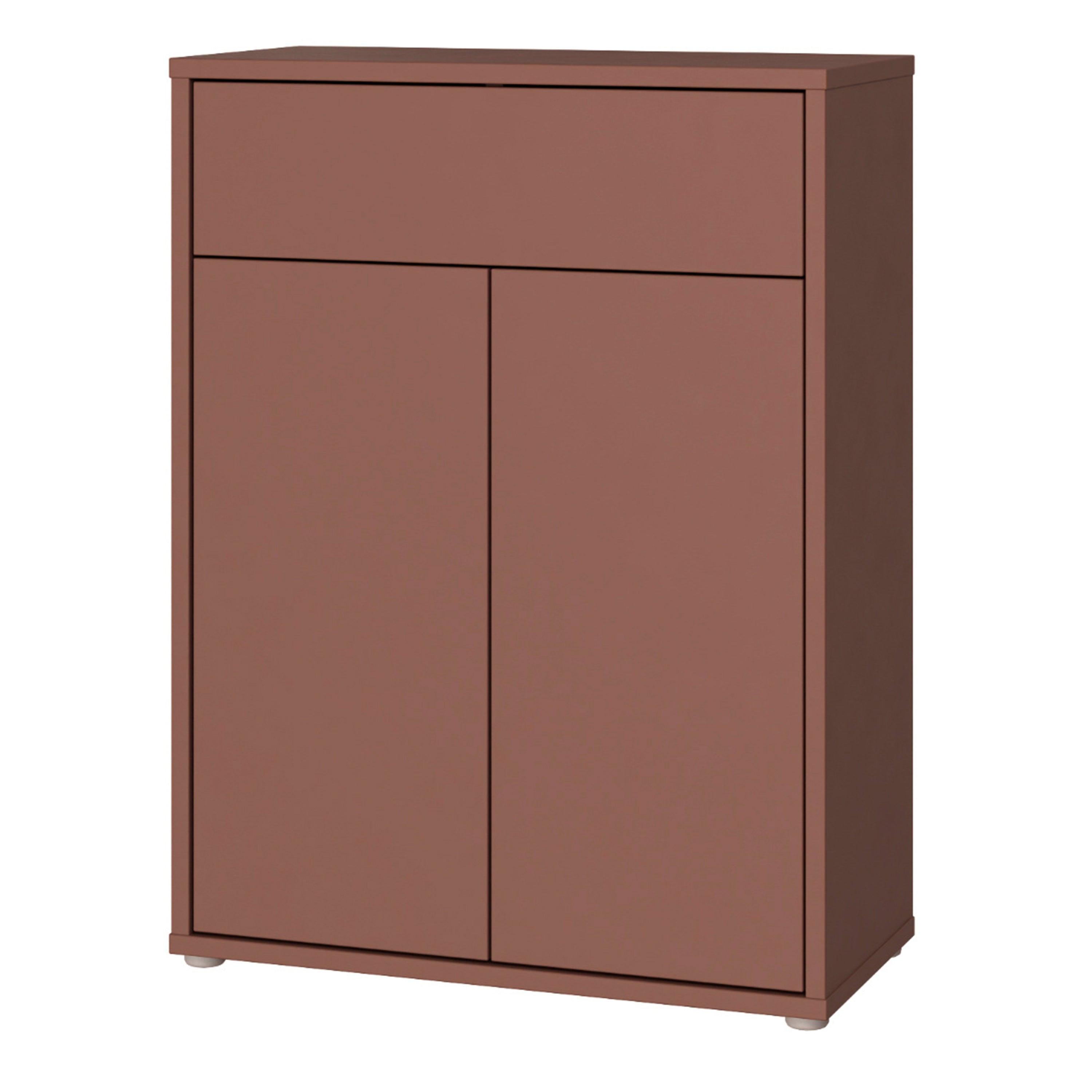 Alice Springs Compact Shoe Cabinet with 2 Doors Push-to-Open & 1 Drawer Push-to-Open in Terracotta - image 3