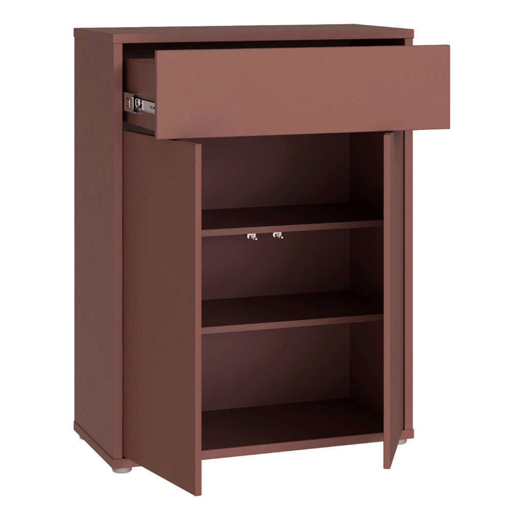 Alice Springs Compact Shoe Cabinet with 2 Doors Push-to-Open & 1 Drawer Push-to-Open in Terracotta - image 4