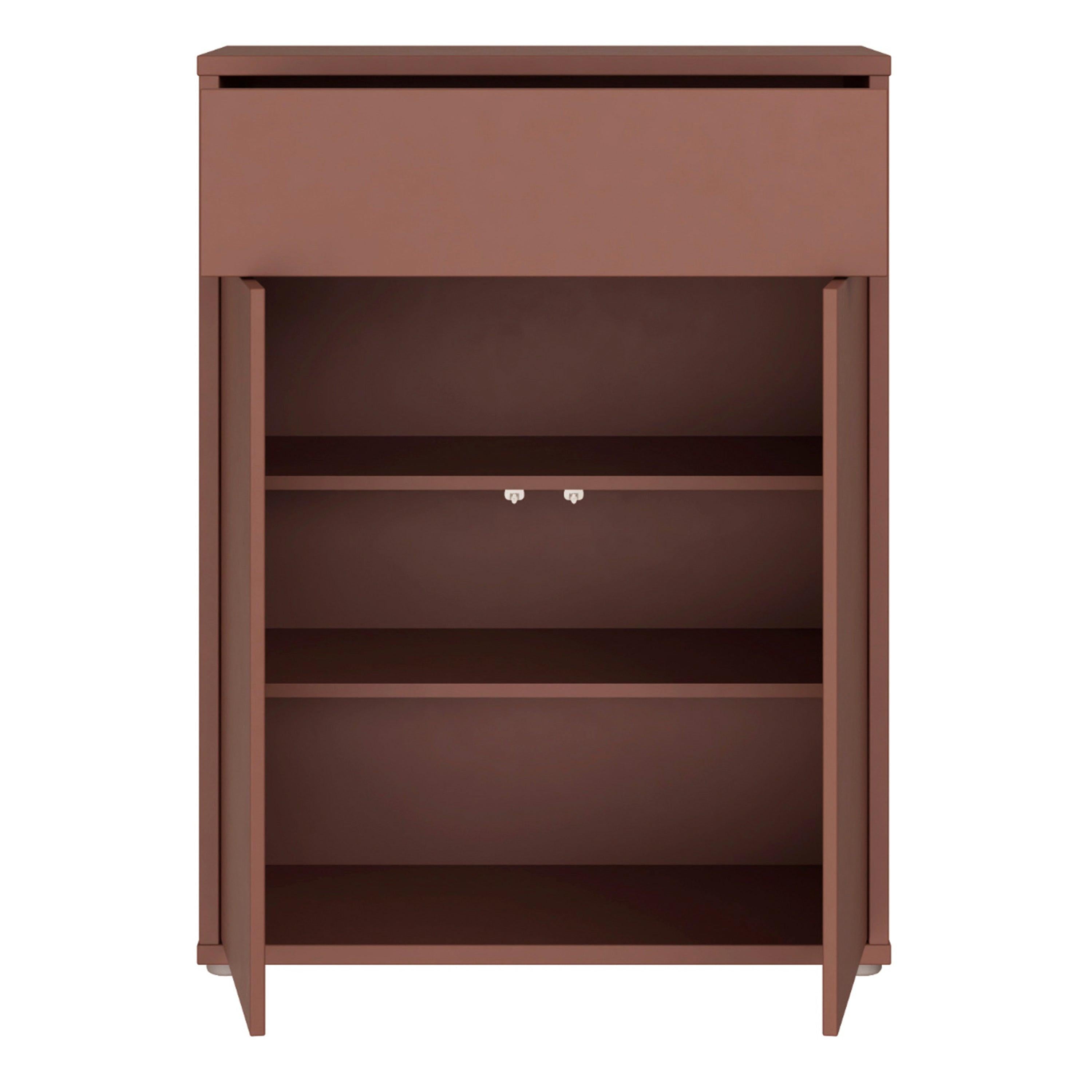 Alice Springs Compact Shoe Cabinet with 2 Doors Push-to-Open & 1 Drawer Push-to-Open in Terracotta - image 5