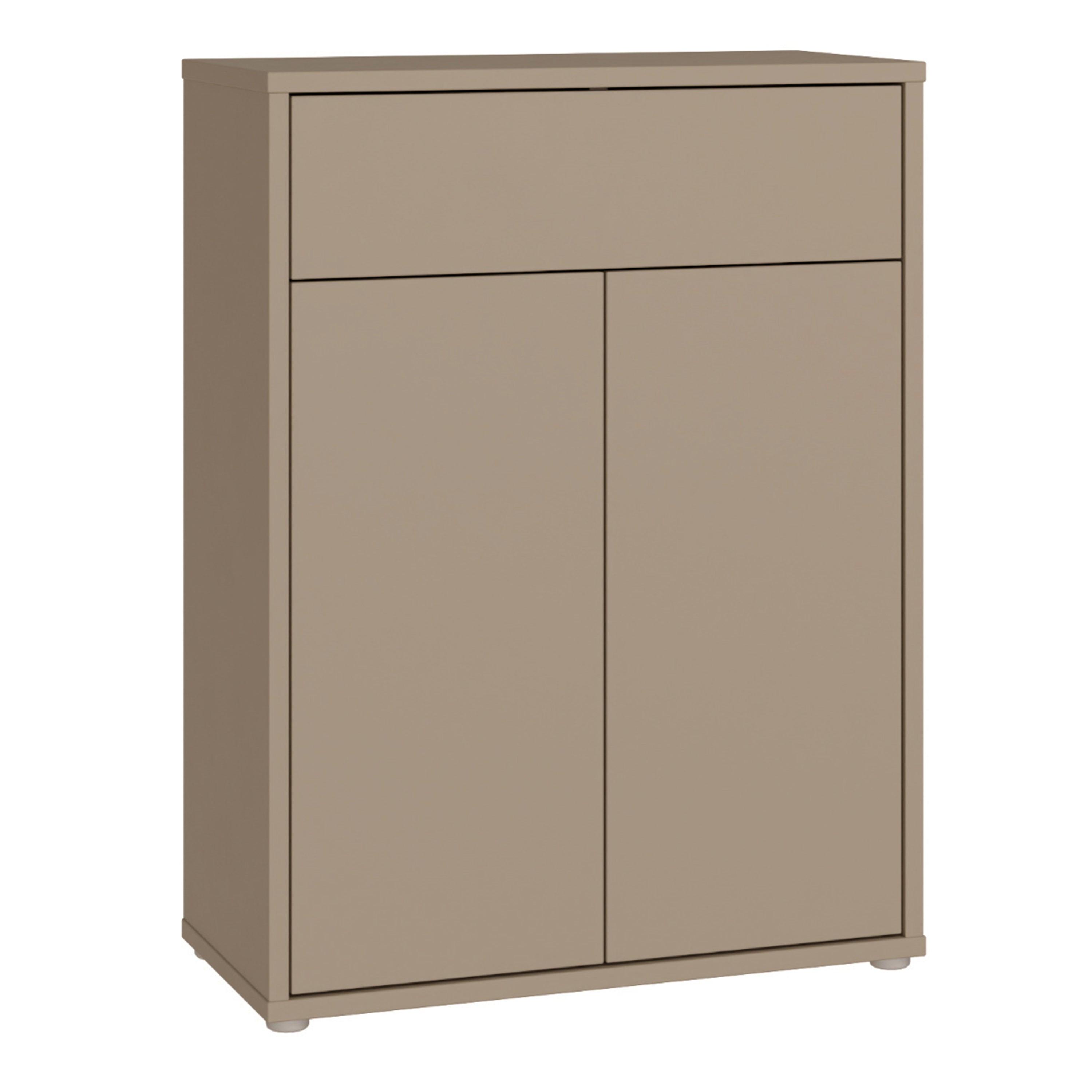 Alice Springs Compact Shoe Cabinet with 2 Doors Push-to-Open & 1 Drawer Push-to-Open in Taupe