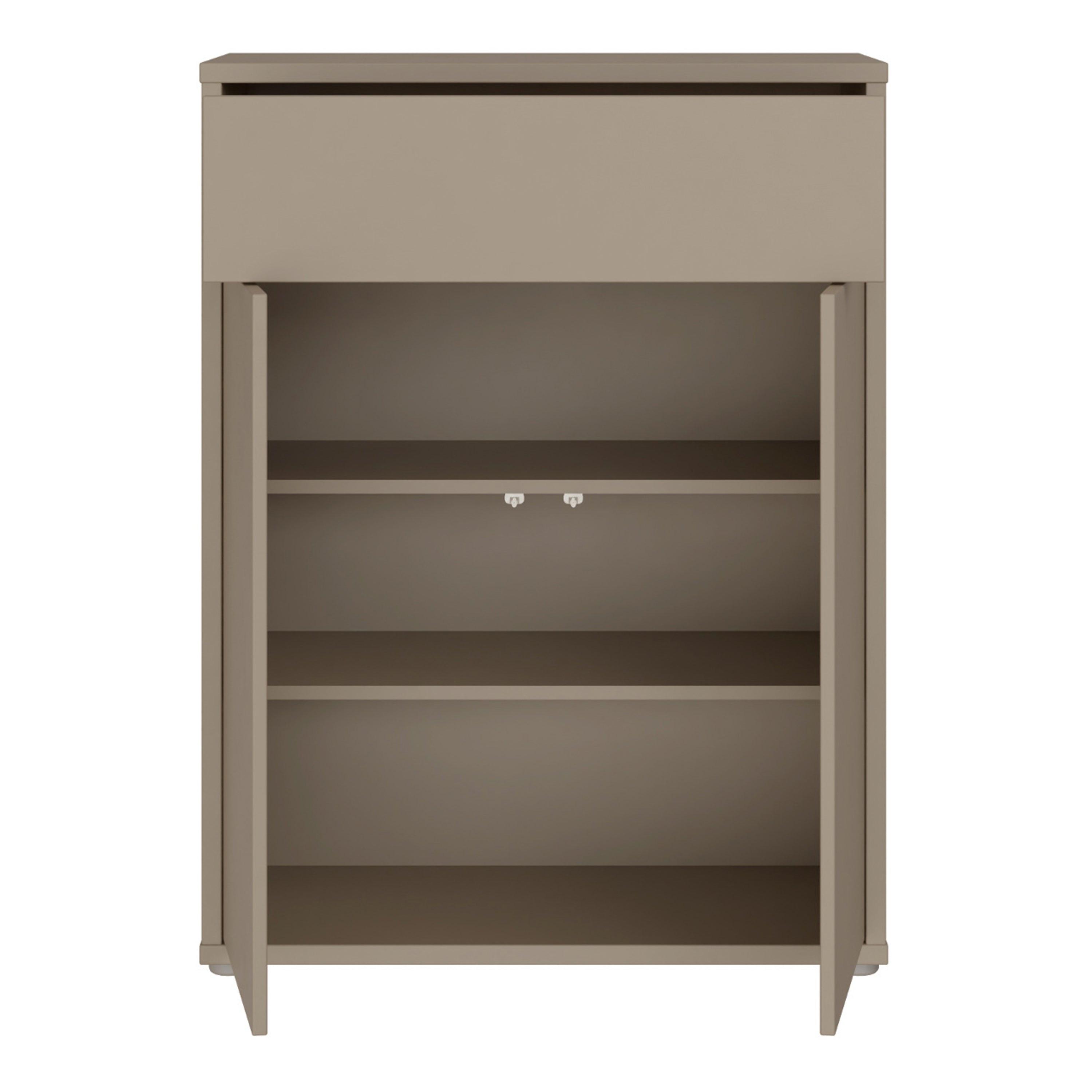 Alice Springs Compact Shoe Cabinet with 2 Doors Push-to-Open & 1 Drawer Push-to-Open in Taupe - image 5