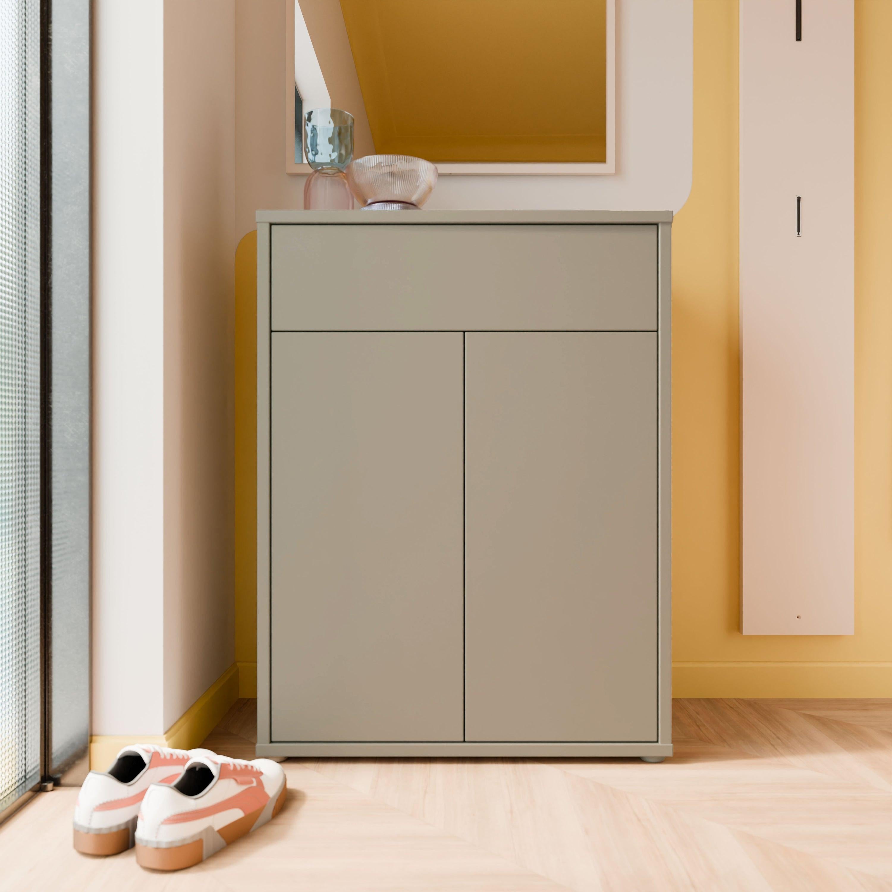 Alice Springs Compact Shoe Cabinet with 2 Doors Push-to-Open & 1 Drawer Push-to-Open in Taupe - image 6