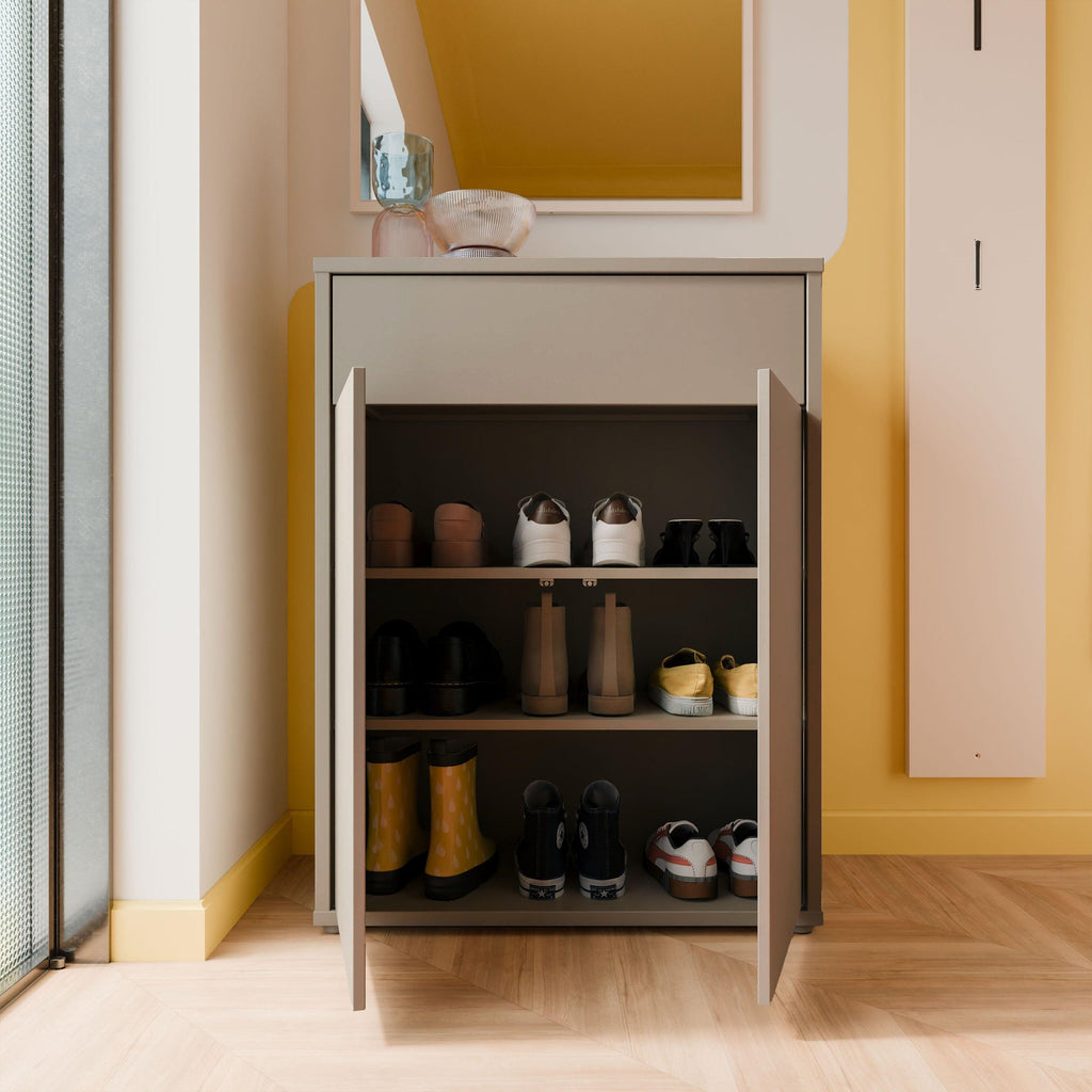 Alice Springs Compact Shoe Cabinet with 2 Doors Push-to-Open & 1 Drawer Push-to-Open in Taupe - image 7