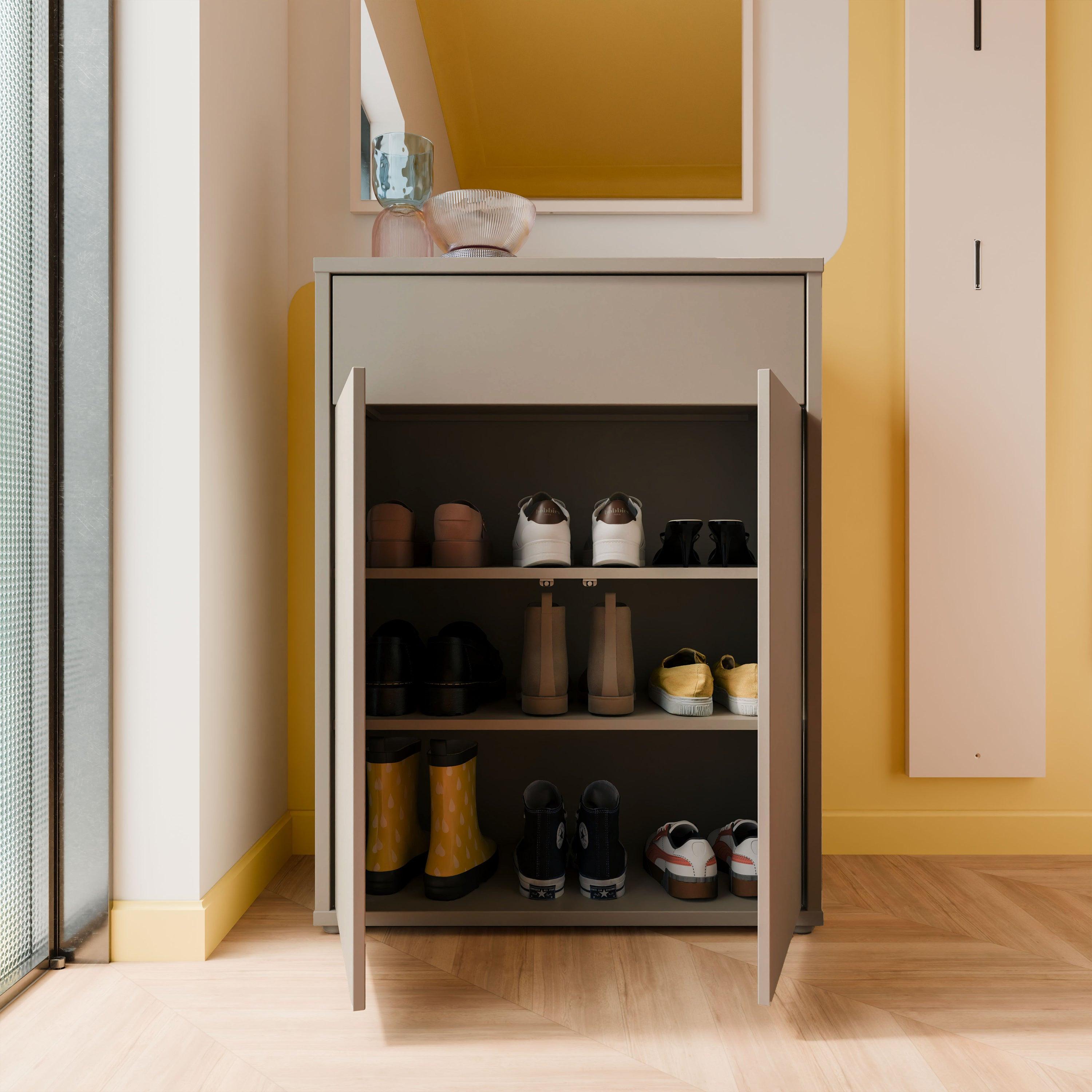 Alice Springs Compact Shoe Cabinet with 2 Doors Push-to-Open & 1 Drawer Push-to-Open in Taupe - image 7