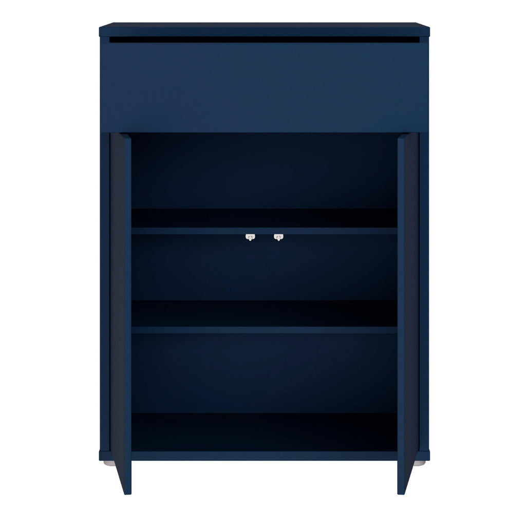 Alice Springs Compact Shoe Cabinet with 2 Doors Push-to-Open & 1 Drawer Push-to-Open in Night Blue - image 5