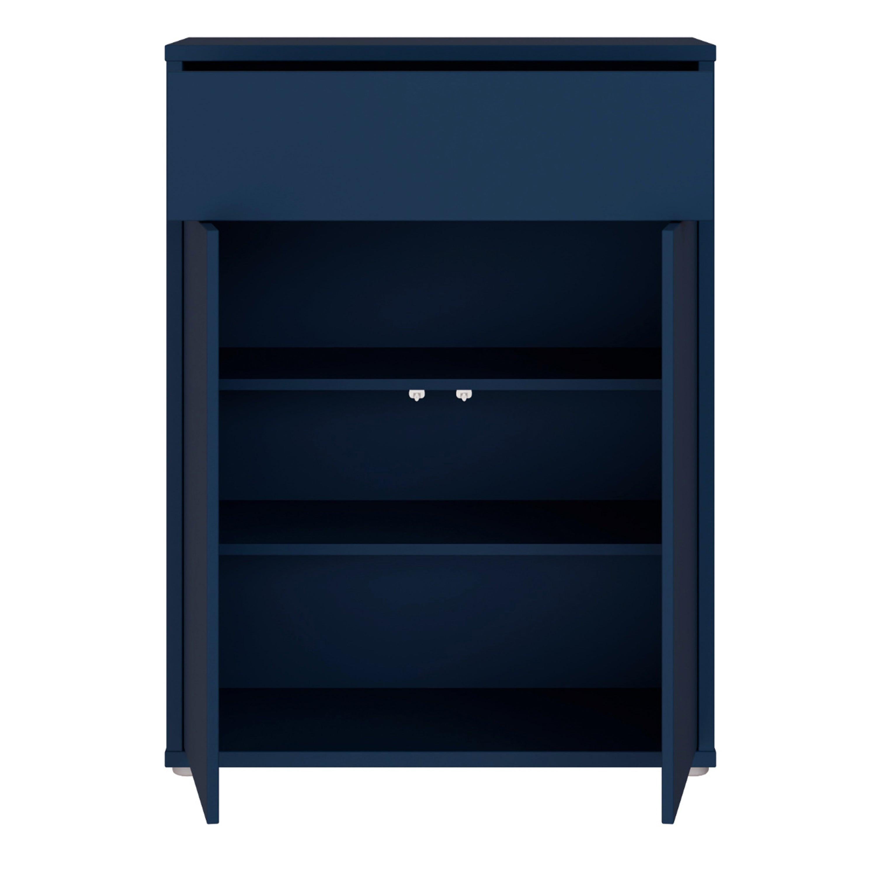 Alice Springs Compact Shoe Cabinet with 2 Doors Push-to-Open & 1 Drawer Push-to-Open in Night Blue - image 5