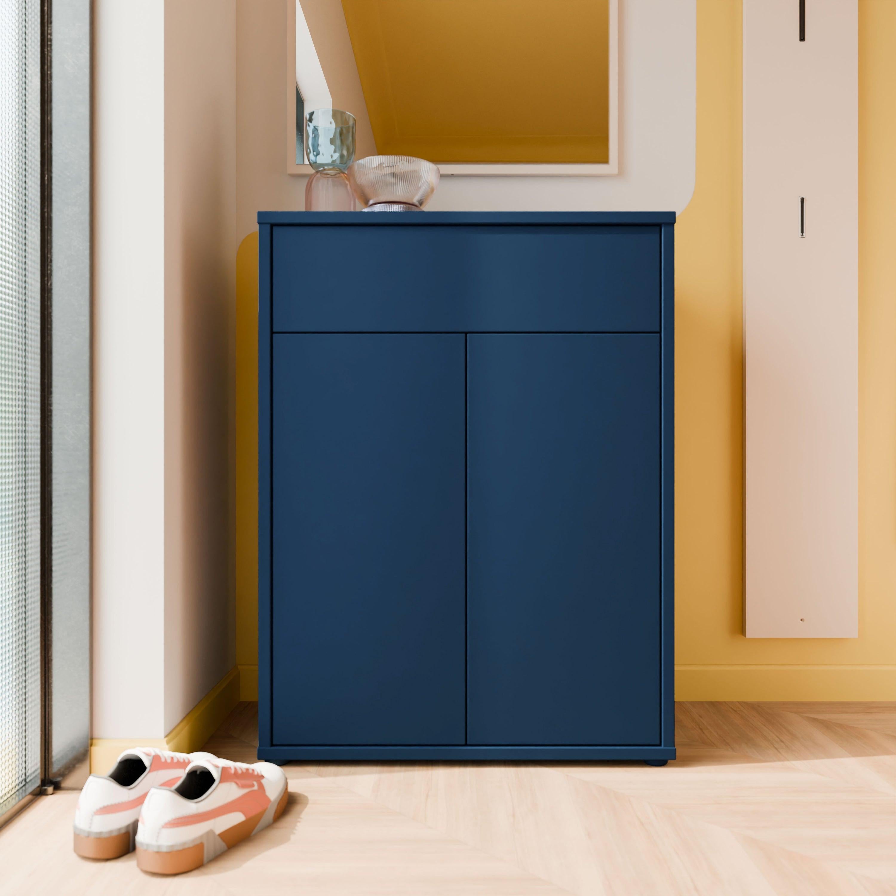 Alice Springs Compact Shoe Cabinet with 2 Doors Push-to-Open & 1 Drawer Push-to-Open in Night Blue - image 6