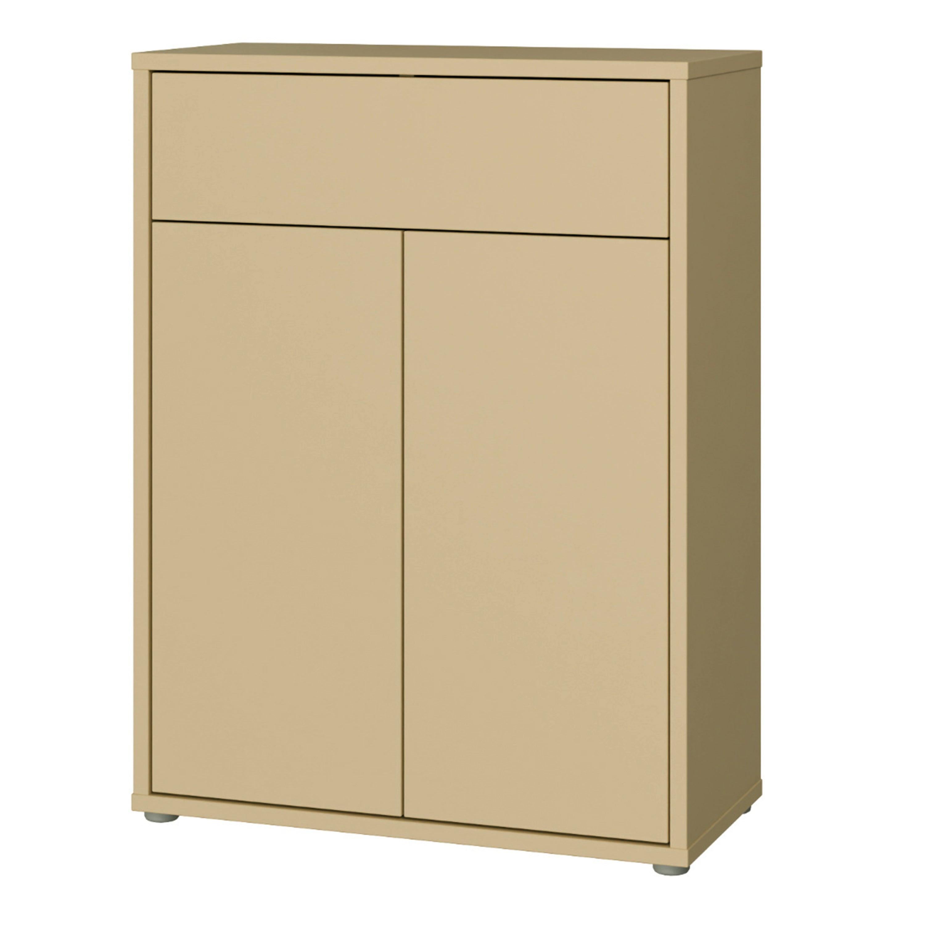 Alice Springs Compact Shoe Cabinet with 2 Doors Push-to-Open & 1 Drawer Push-to-Open in Butter Yellow - image 3