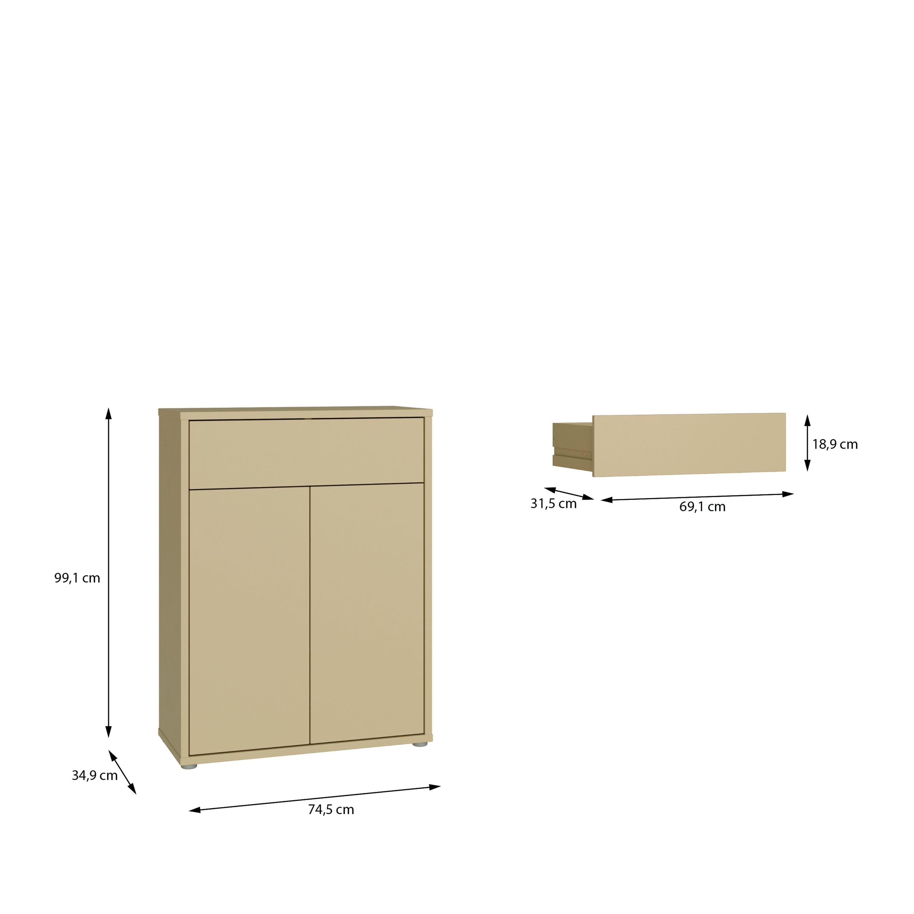 Alice Springs Compact Shoe Cabinet with 2 Doors Push-to-Open & 1 Drawer Push-to-Open in Butter Yellow - image 9