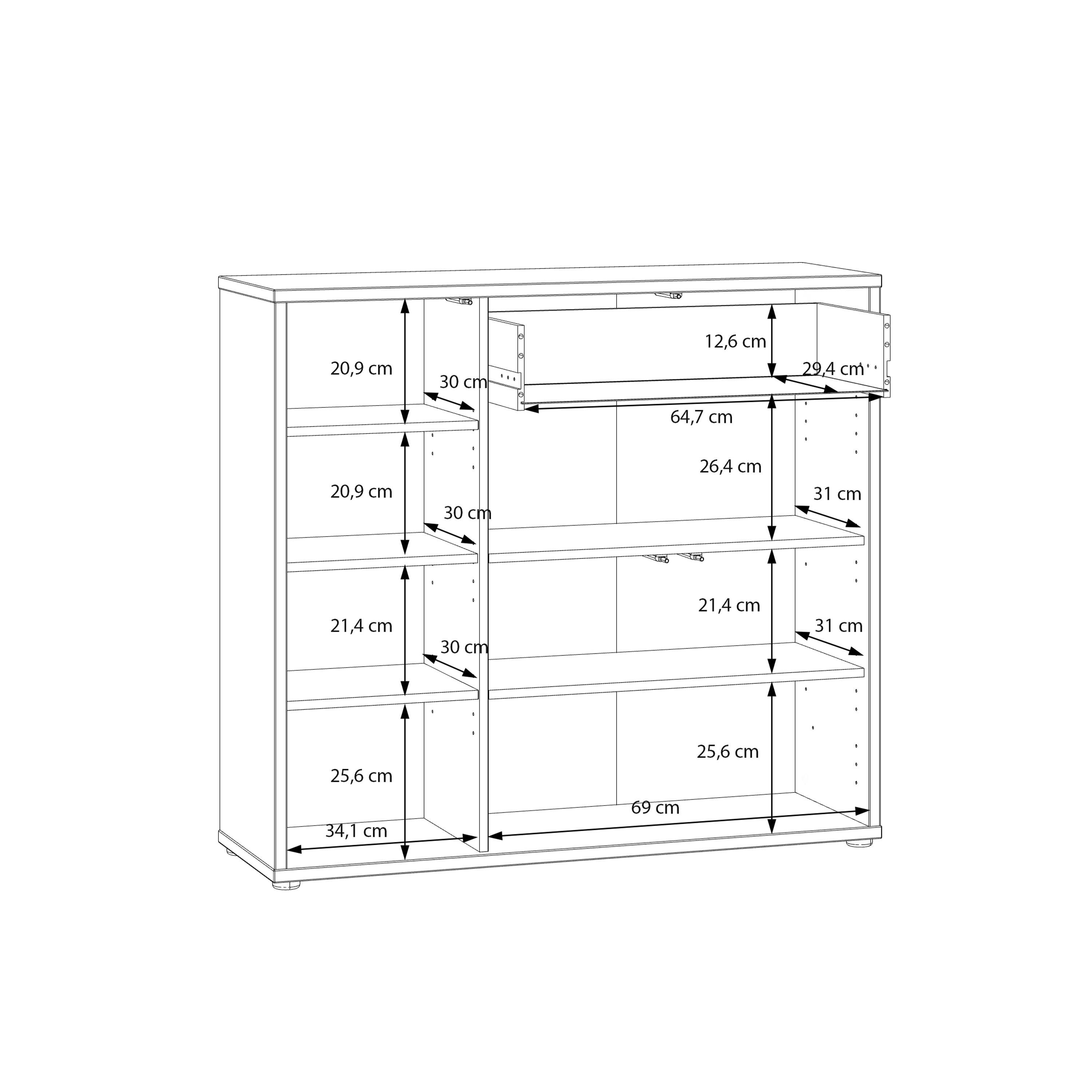 Alice Springs Shoe Cabinet with 3 Doors Push-to-Open & 1 Drawer Push-to-Open in Sand - image 3