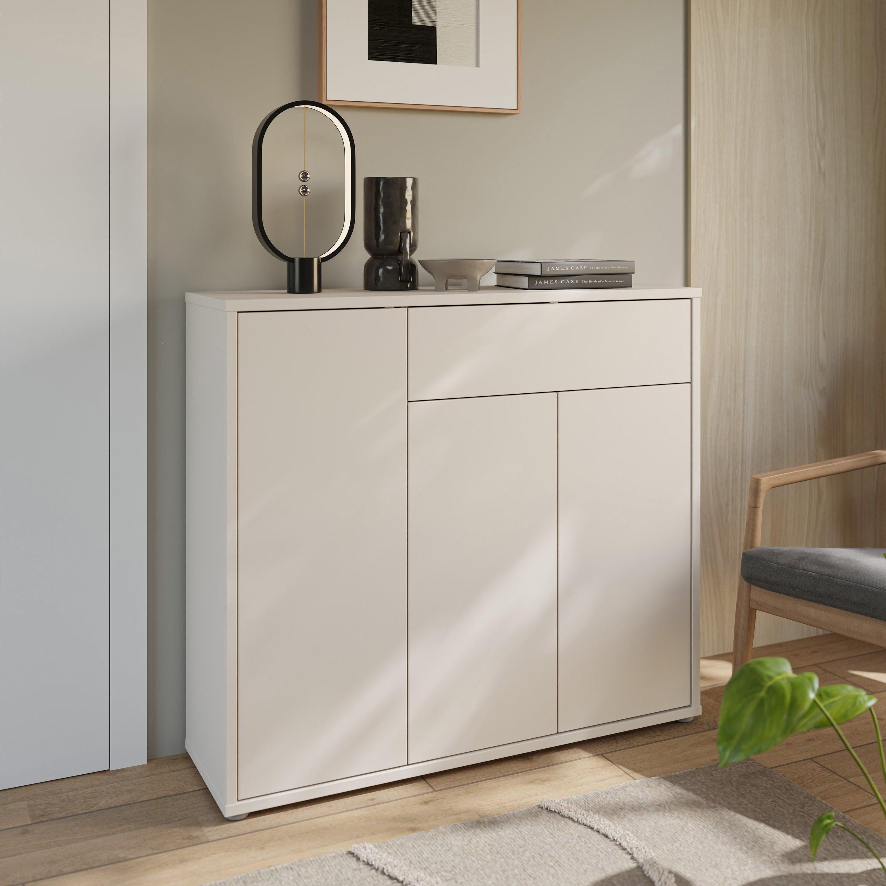 Alice Springs Shoe Cabinet with 3 Doors Push-to-Open & 1 Drawer Push-to-Open in Sand - image 8