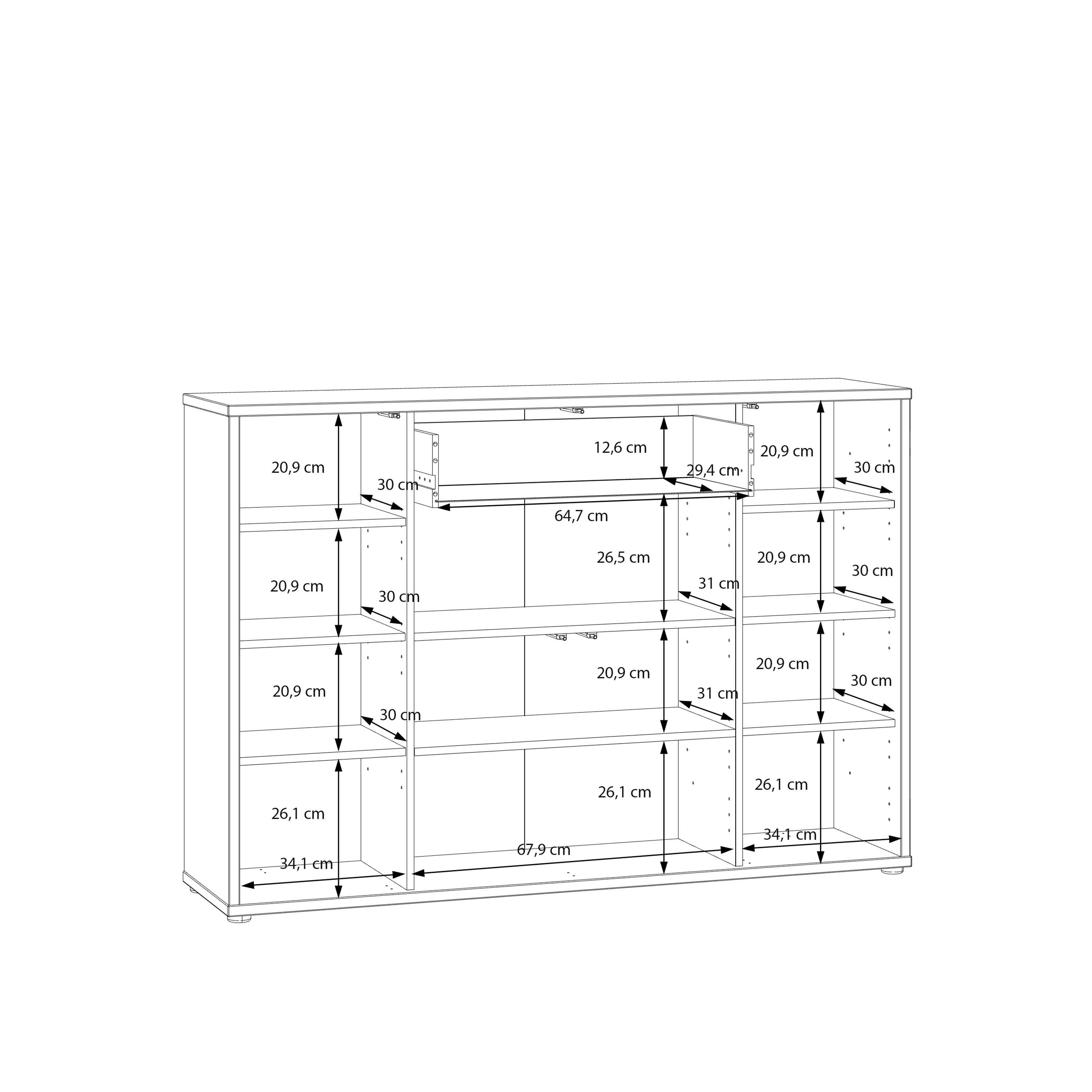 Alice Springs Shoe Cabinet with 4 Doors Push-to-Open & 1 Drawer Push-to-Open in Sand - image 3