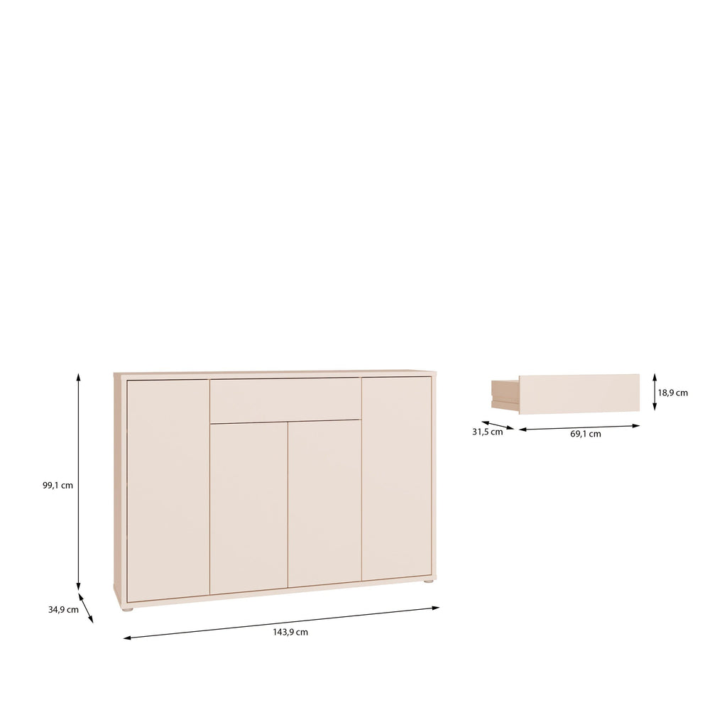 Alice Springs Sideboard with 4 Doors Push-to-Open & 1 Centralised Drawer Push-to-Open in Sand - image 9