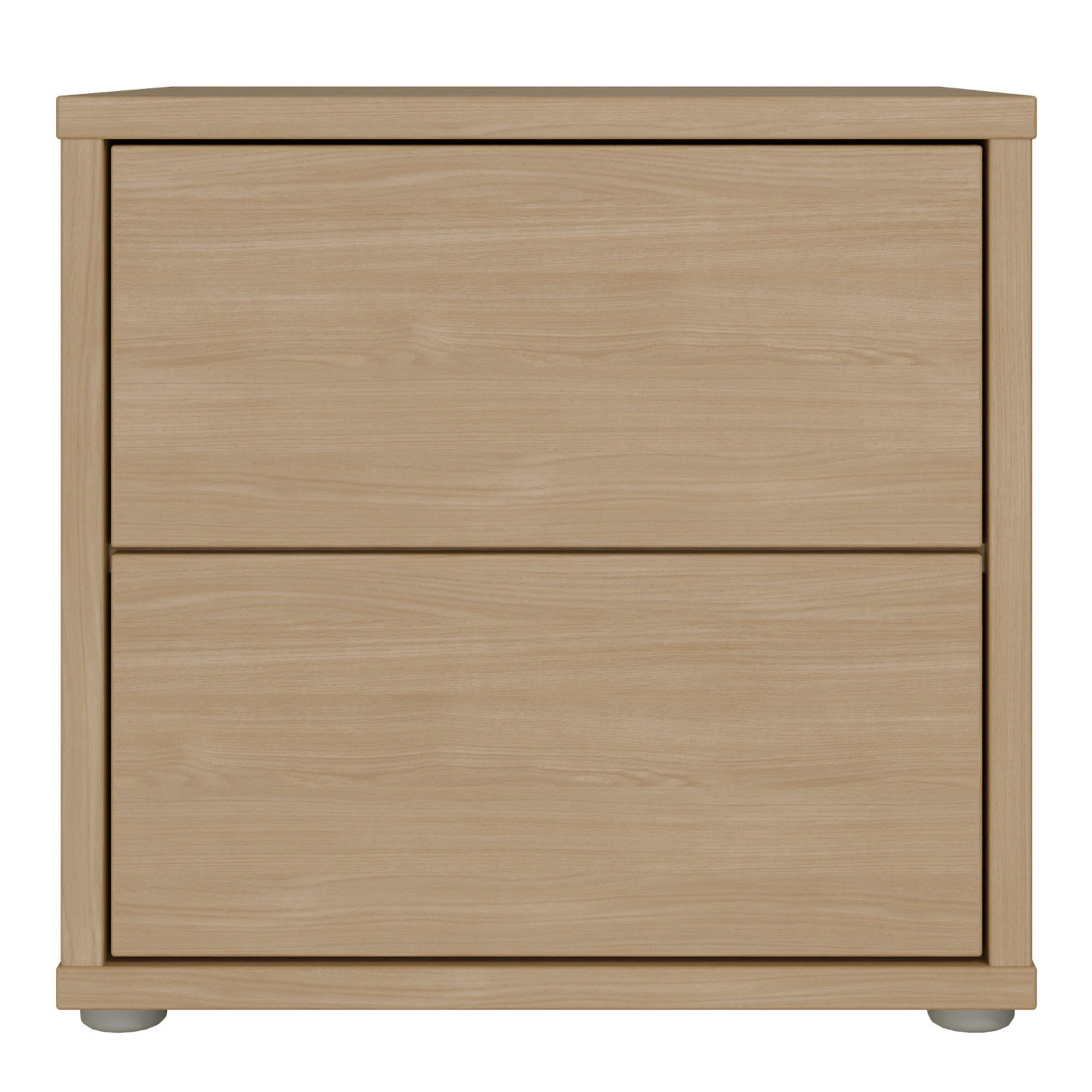 Alice Springs Low Bedside Cabinet with 2 Drawers Push-to-Open in Elegancia Oak - image 2