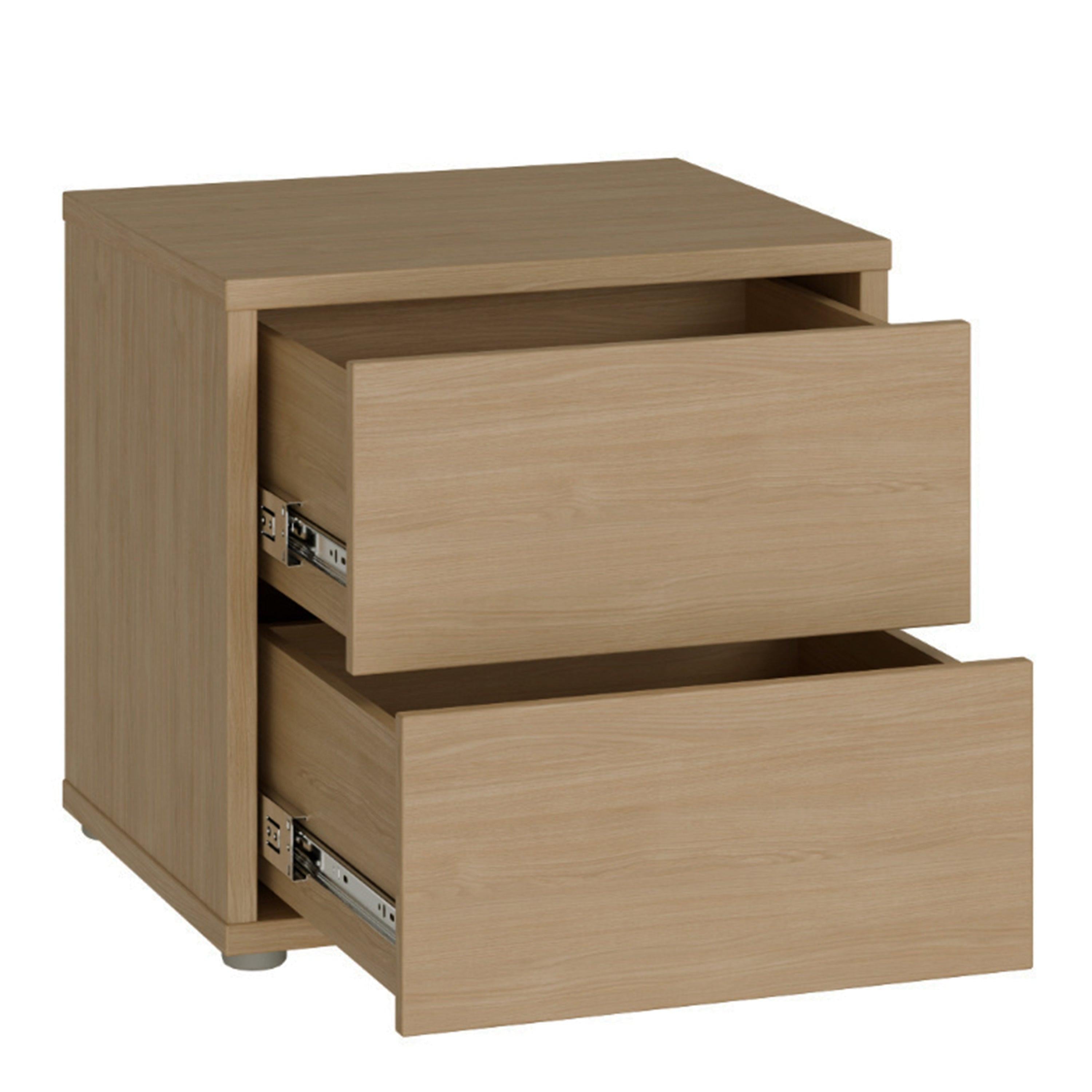 Alice Springs Low Bedside Cabinet with 2 Drawers Push-to-Open in Elegancia Oak - image 4