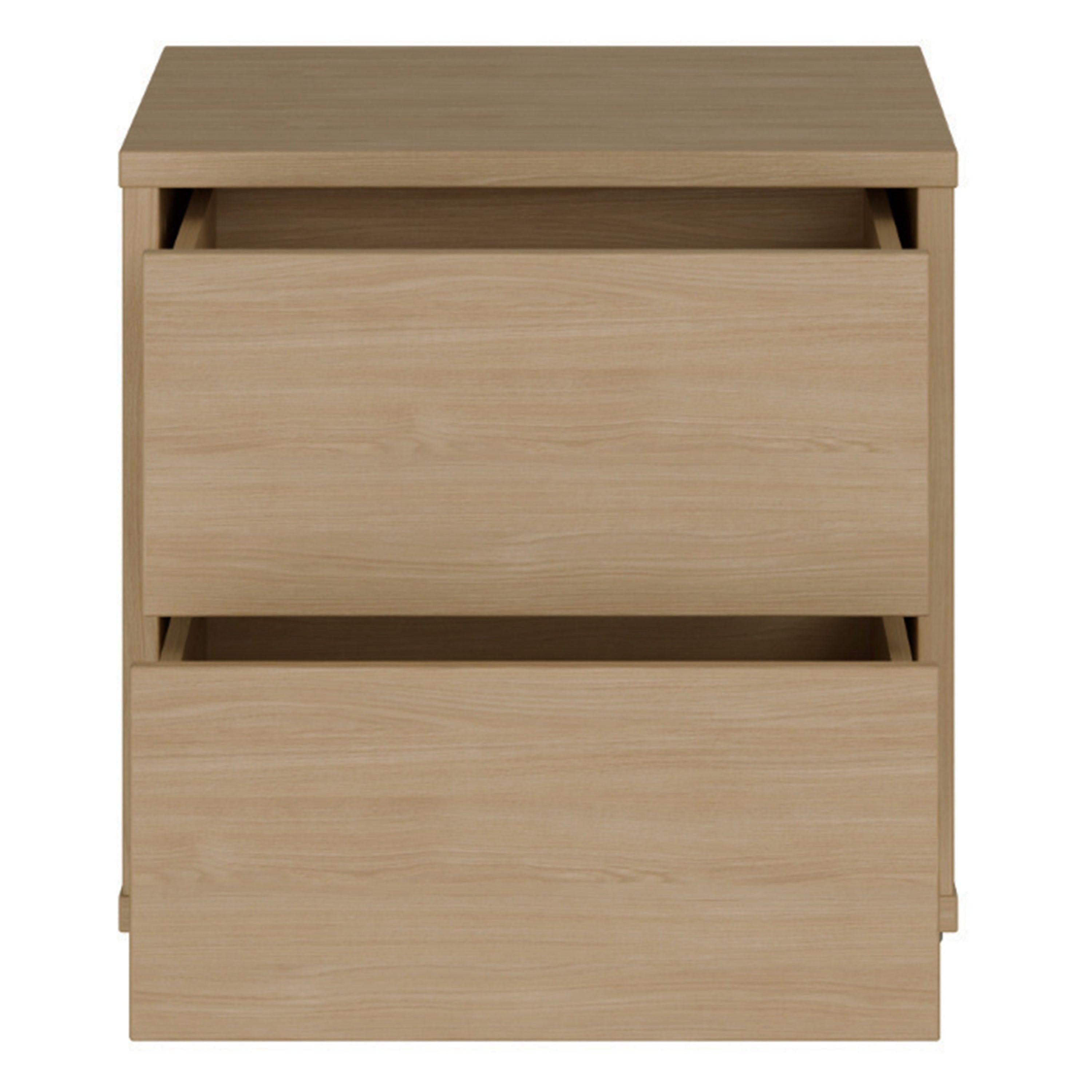 Alice Springs Low Bedside Cabinet with 2 Drawers Push-to-Open in Elegancia Oak - image 5