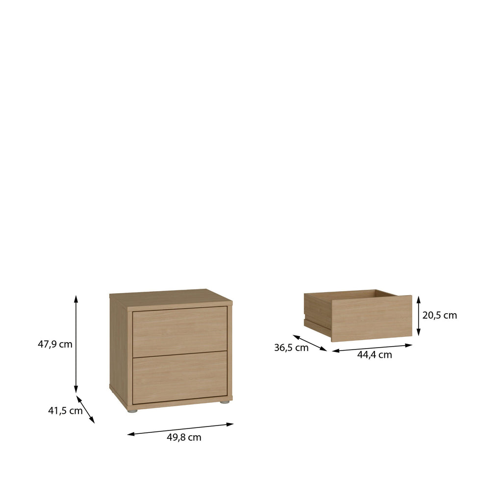 Alice Springs Low Bedside Cabinet with 2 Drawers Push-to-Open in Elegancia Oak - image 7