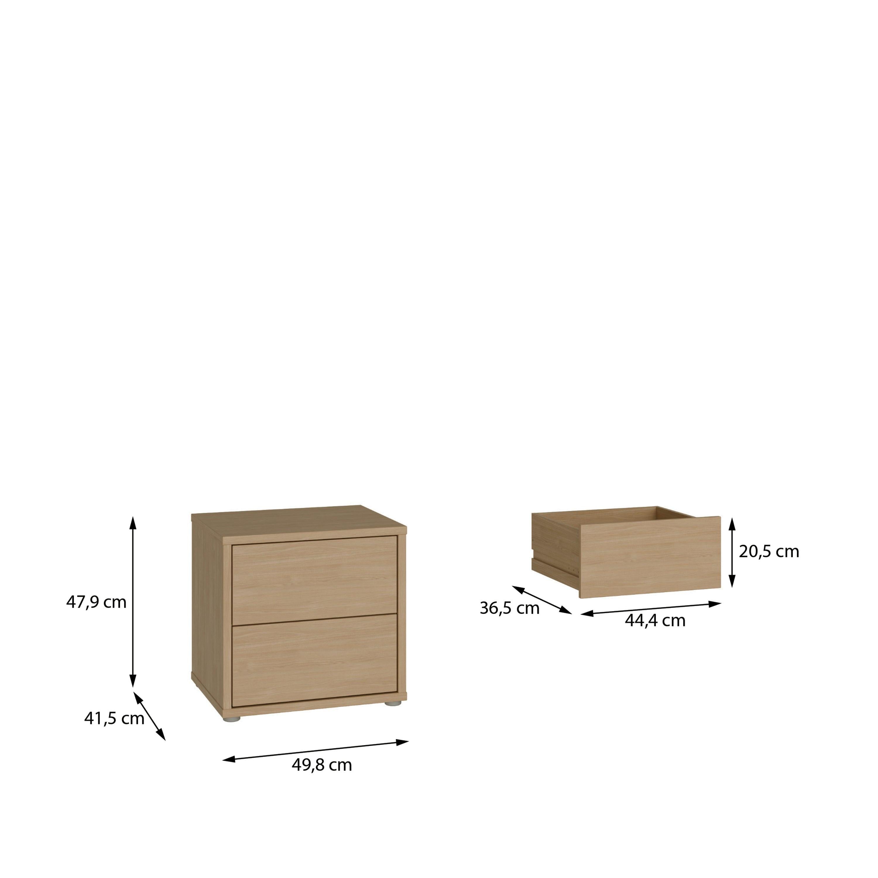 Alice Springs Low Bedside Cabinet with 2 Drawers Push-to-Open in Elegancia Oak - image 7