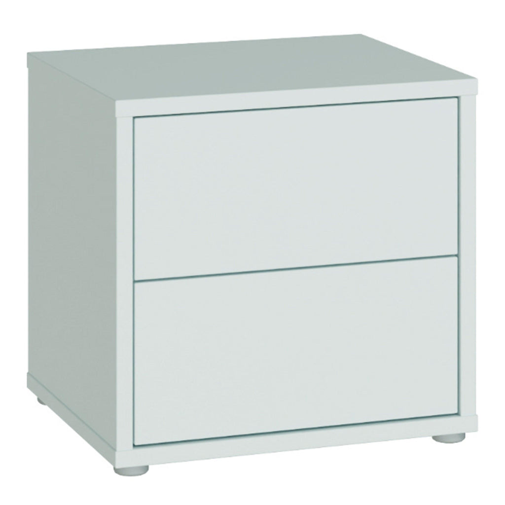 Alice Springs Low Bedside Cabinet with 2 Drawers Push-to-Open in Light Grey