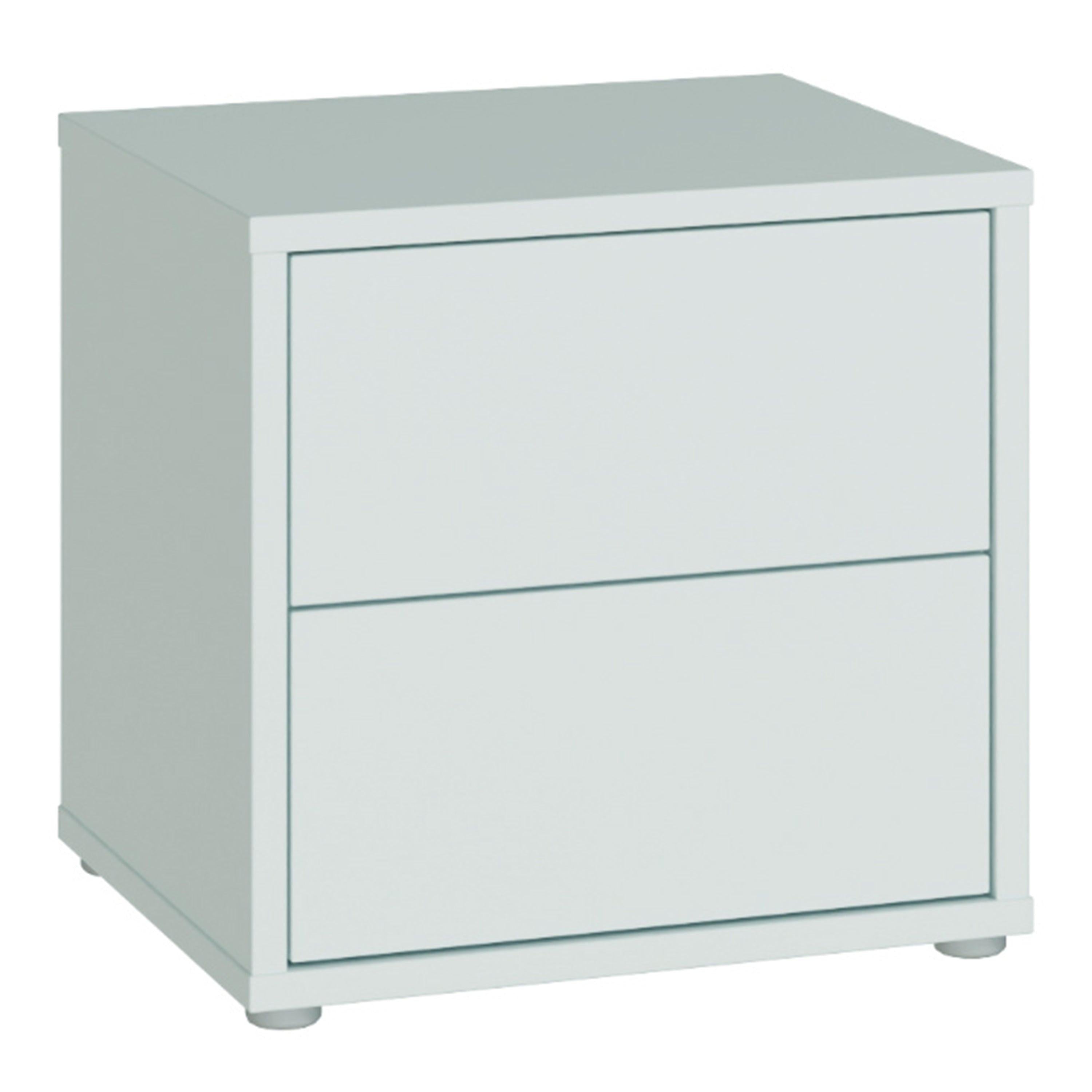 Alice Springs Low Bedside Cabinet with 2 Drawers Push-to-Open in Light Grey
