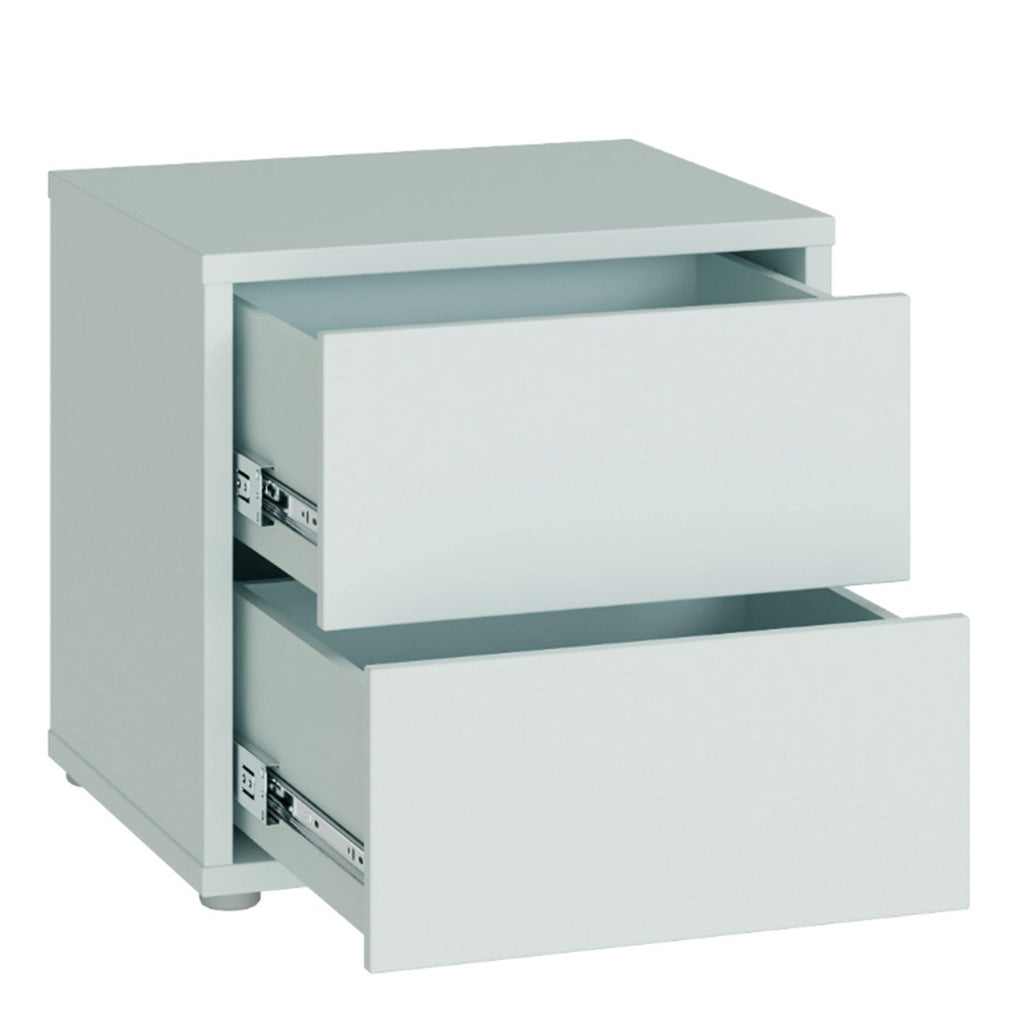 Alice Springs Low Bedside Cabinet with 2 Drawers Push-to-Open in Light Grey - image 4