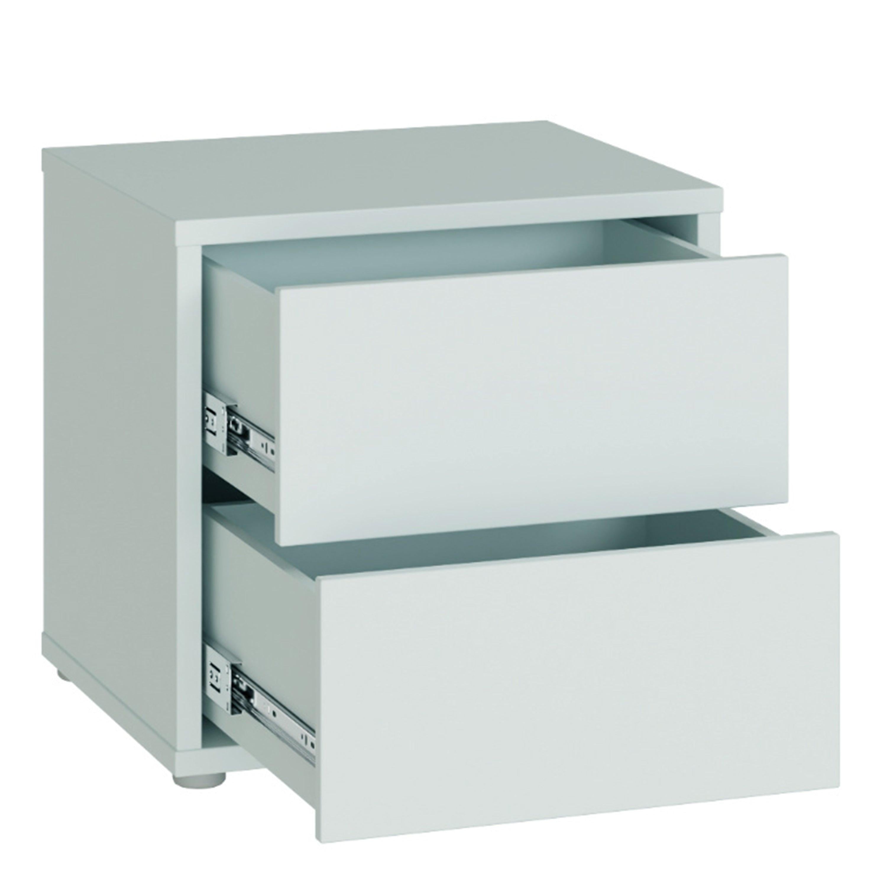 Alice Springs Low Bedside Cabinet with 2 Drawers Push-to-Open in Light Grey - image 4