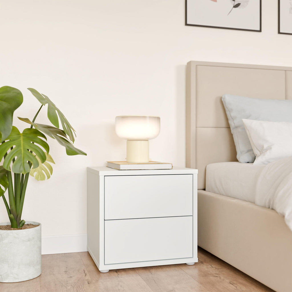 Alice Springs Low Bedside Cabinet with 2 Drawers Push-to-Open in Light Grey - image 6