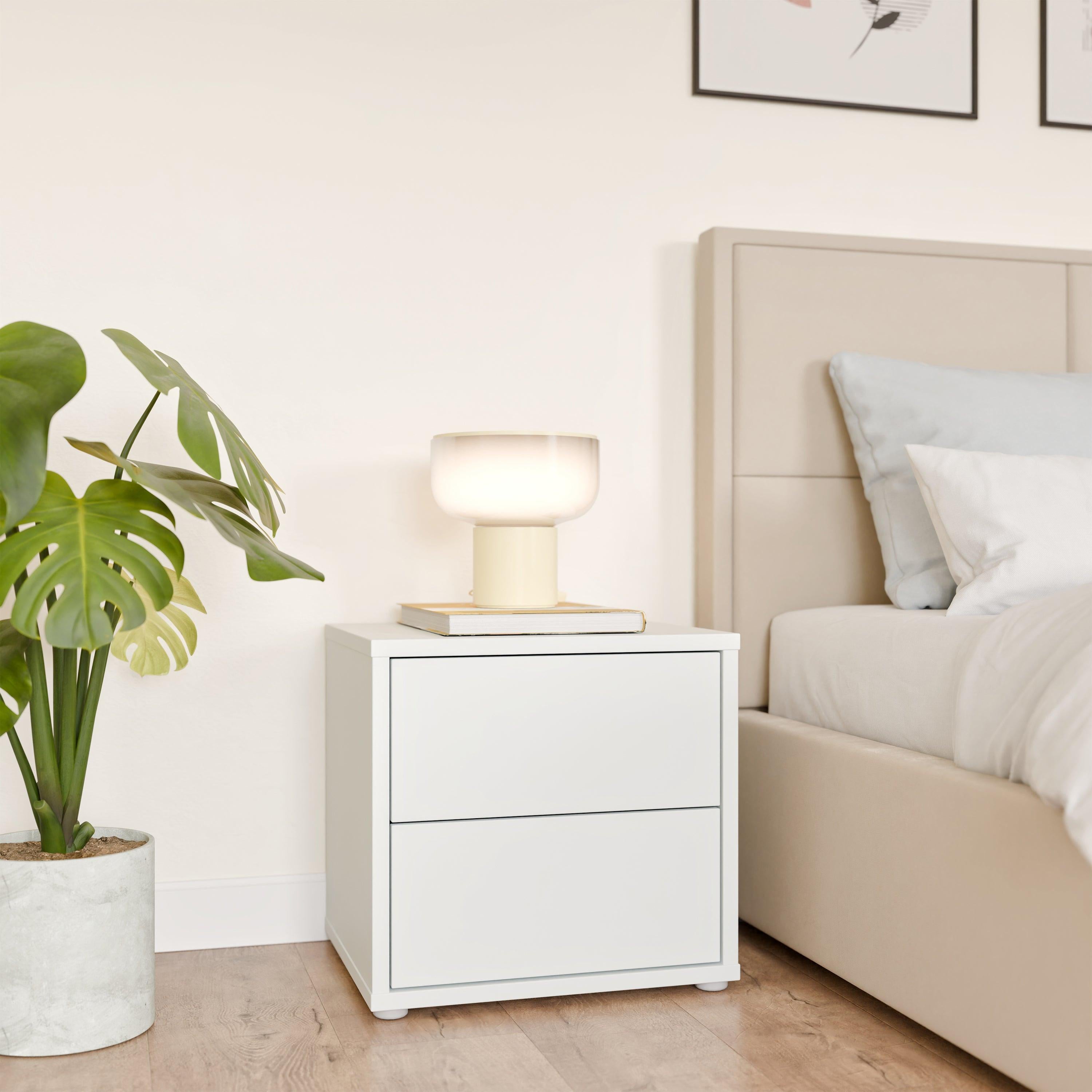 Alice Springs Low Bedside Cabinet with 2 Drawers Push-to-Open in Light Grey - image 6
