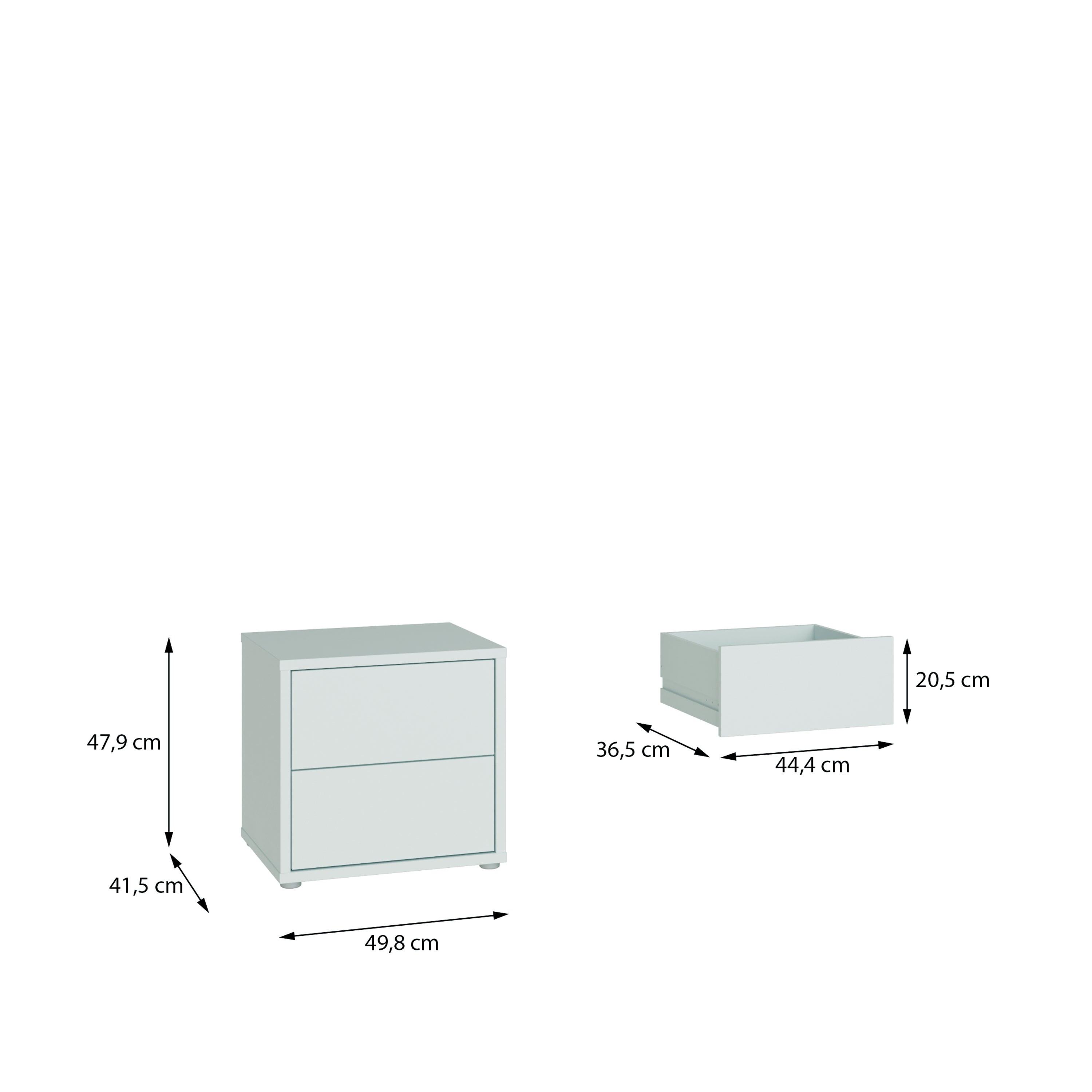 Alice Springs Low Bedside Cabinet with 2 Drawers Push-to-Open in Light Grey - image 7