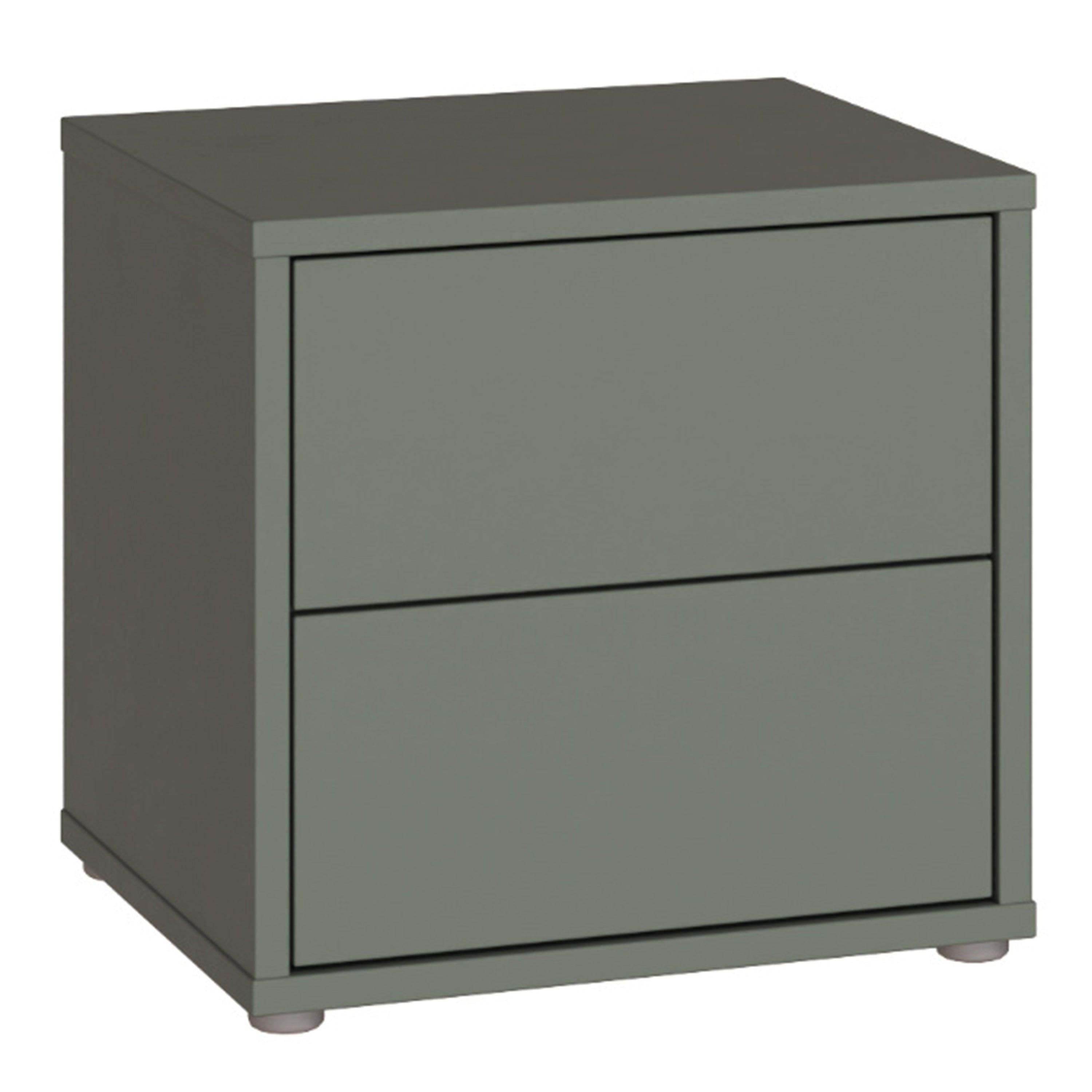 Alice Springs Low Bedside Cabinet with 2 Drawers Push-to-Open in Sage Green