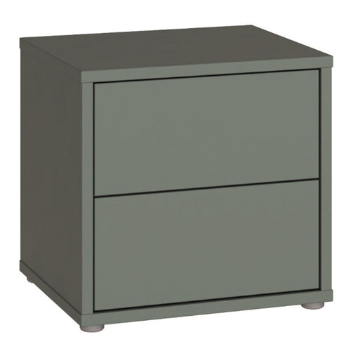 Alice Springs Low Bedside Cabinet with 2 Drawers Push-to-Open in Sage Green