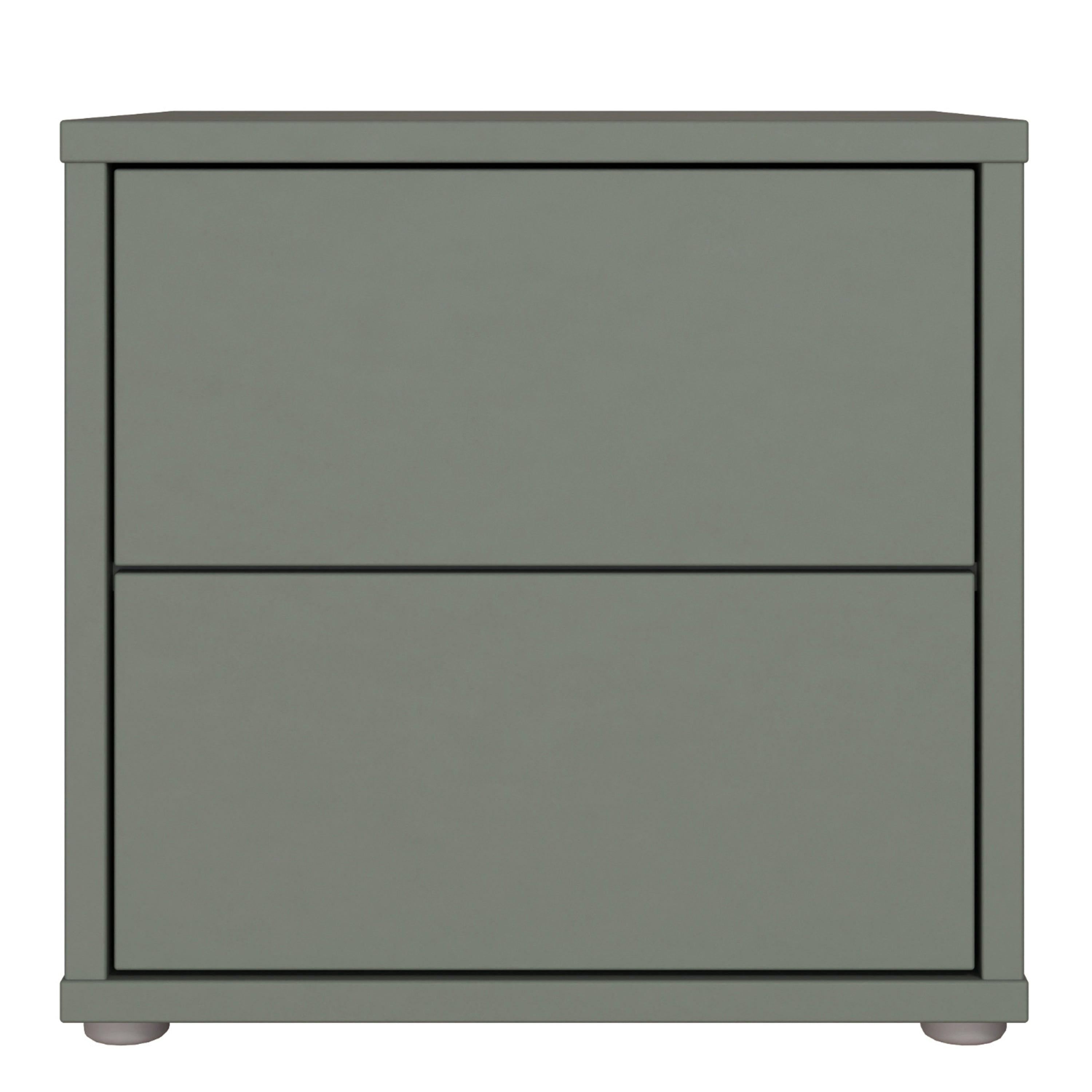 Alice Springs Low Bedside Cabinet with 2 Drawers Push-to-Open in Sage Green - image 2