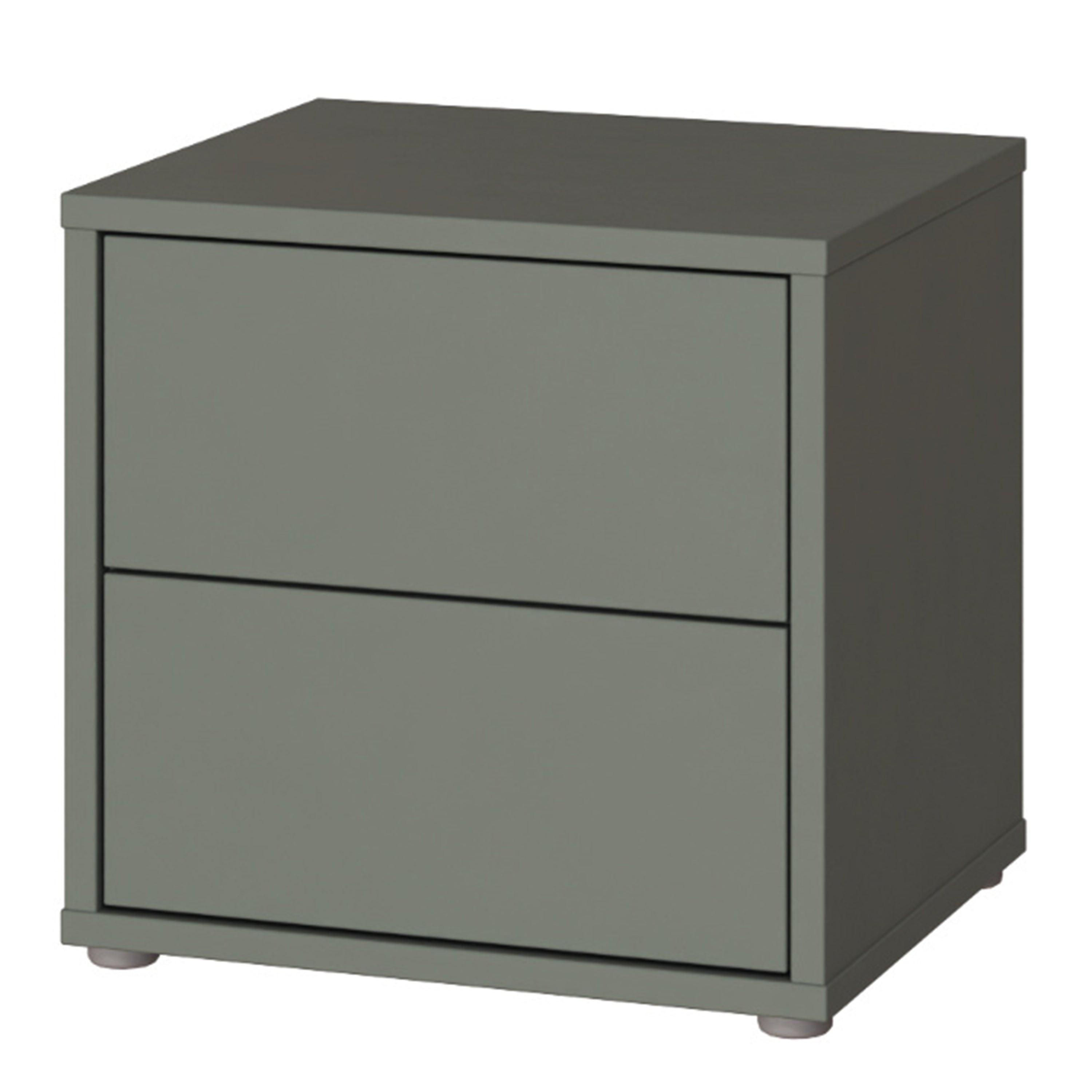 Alice Springs Low Bedside Cabinet with 2 Drawers Push-to-Open in Sage Green - image 3
