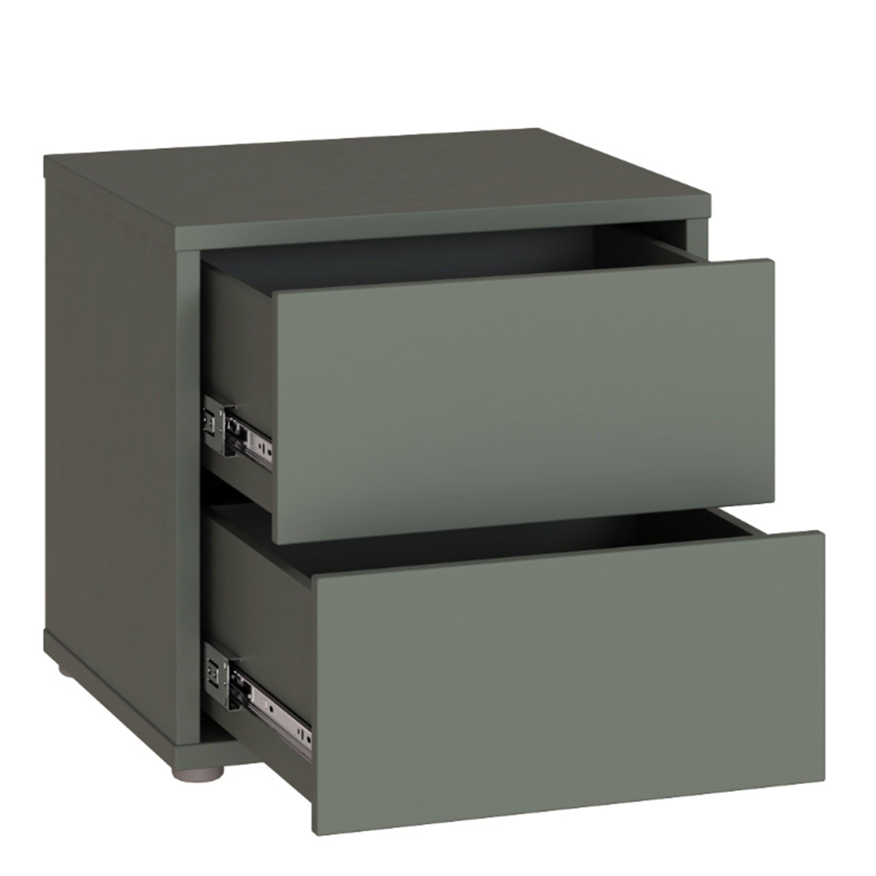 Alice Springs Low Bedside Cabinet with 2 Drawers Push-to-Open in Sage Green - image 4