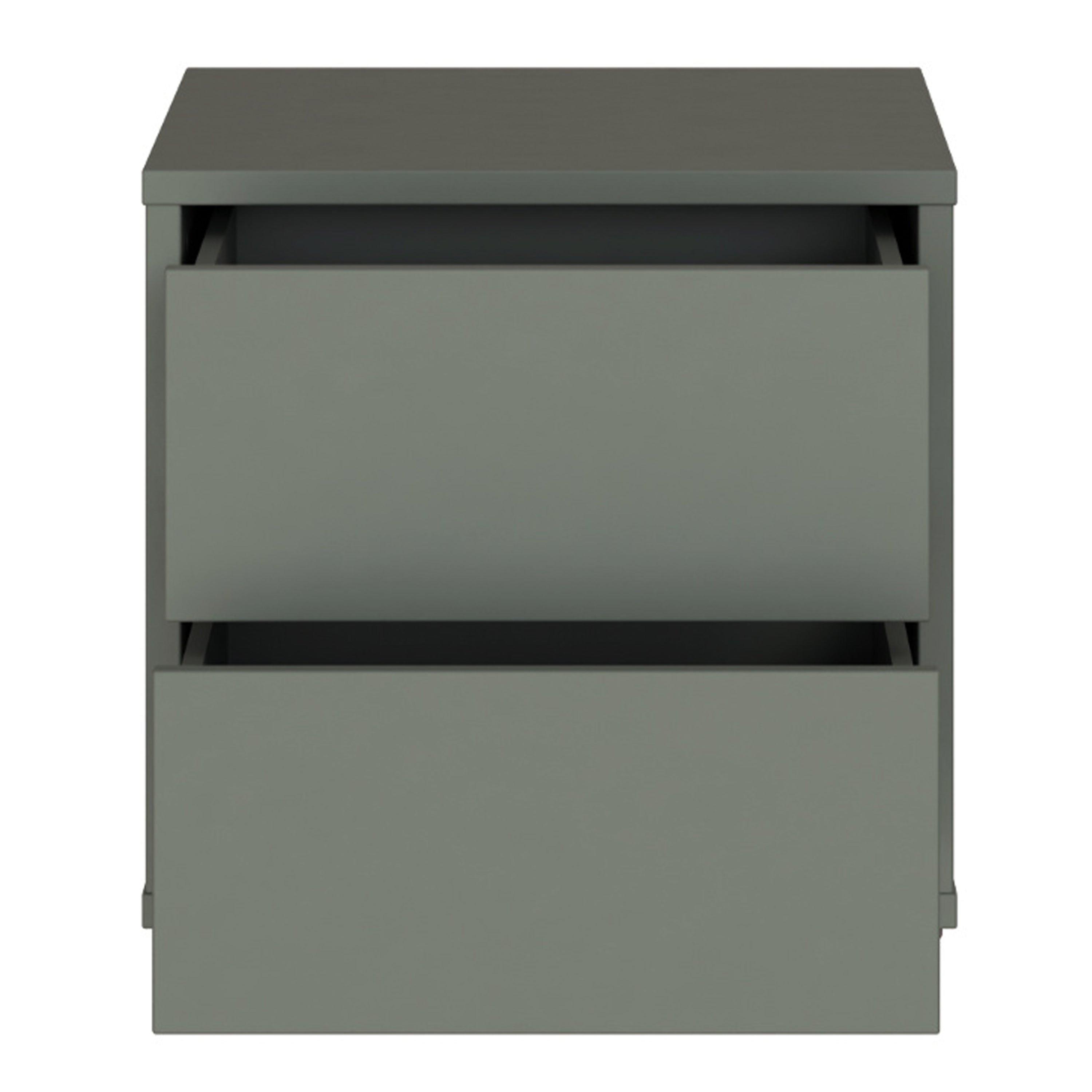 Alice Springs Low Bedside Cabinet with 2 Drawers Push-to-Open in Sage Green - image 5