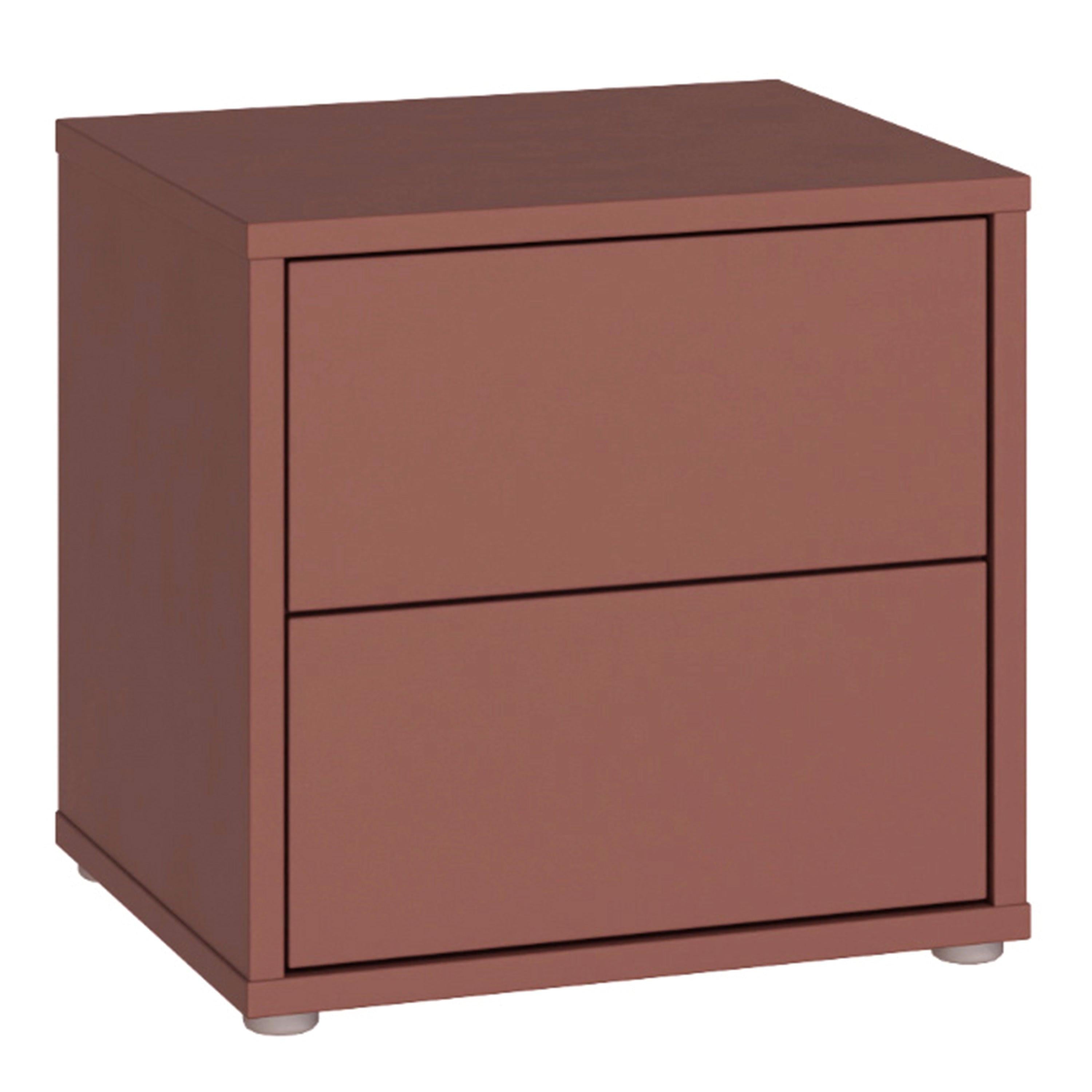 Alice Springs Low Bedside Cabinet with 2 Drawers Push-to-Open in Terracotta