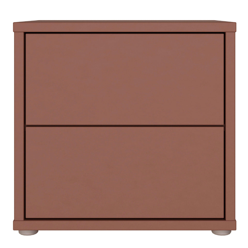 Alice Springs Low Bedside Cabinet with 2 Drawers Push-to-Open in Terracotta - image 2