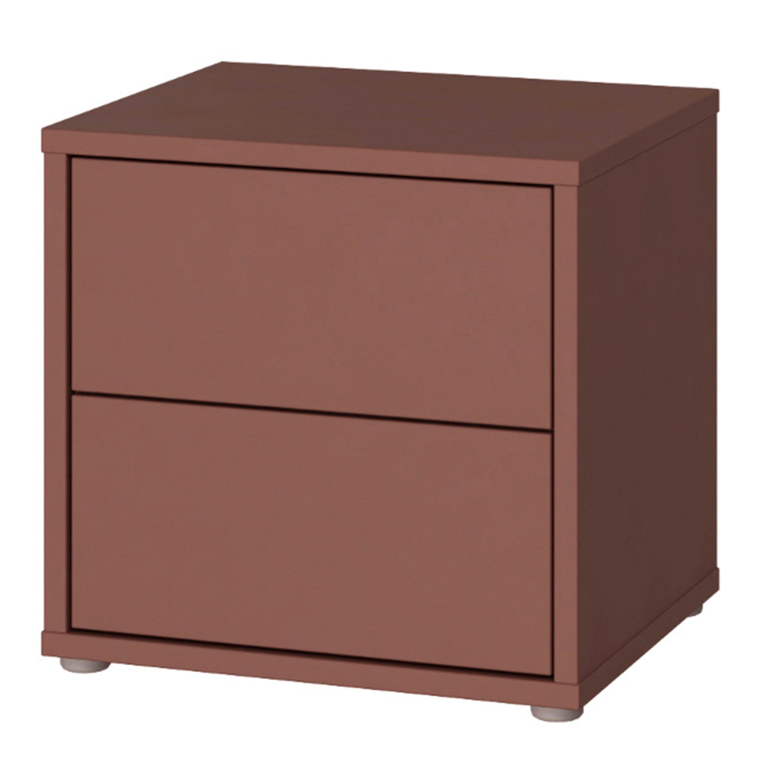 Alice Springs Low Bedside Cabinet with 2 Drawers Push-to-Open in Terracotta - image 3