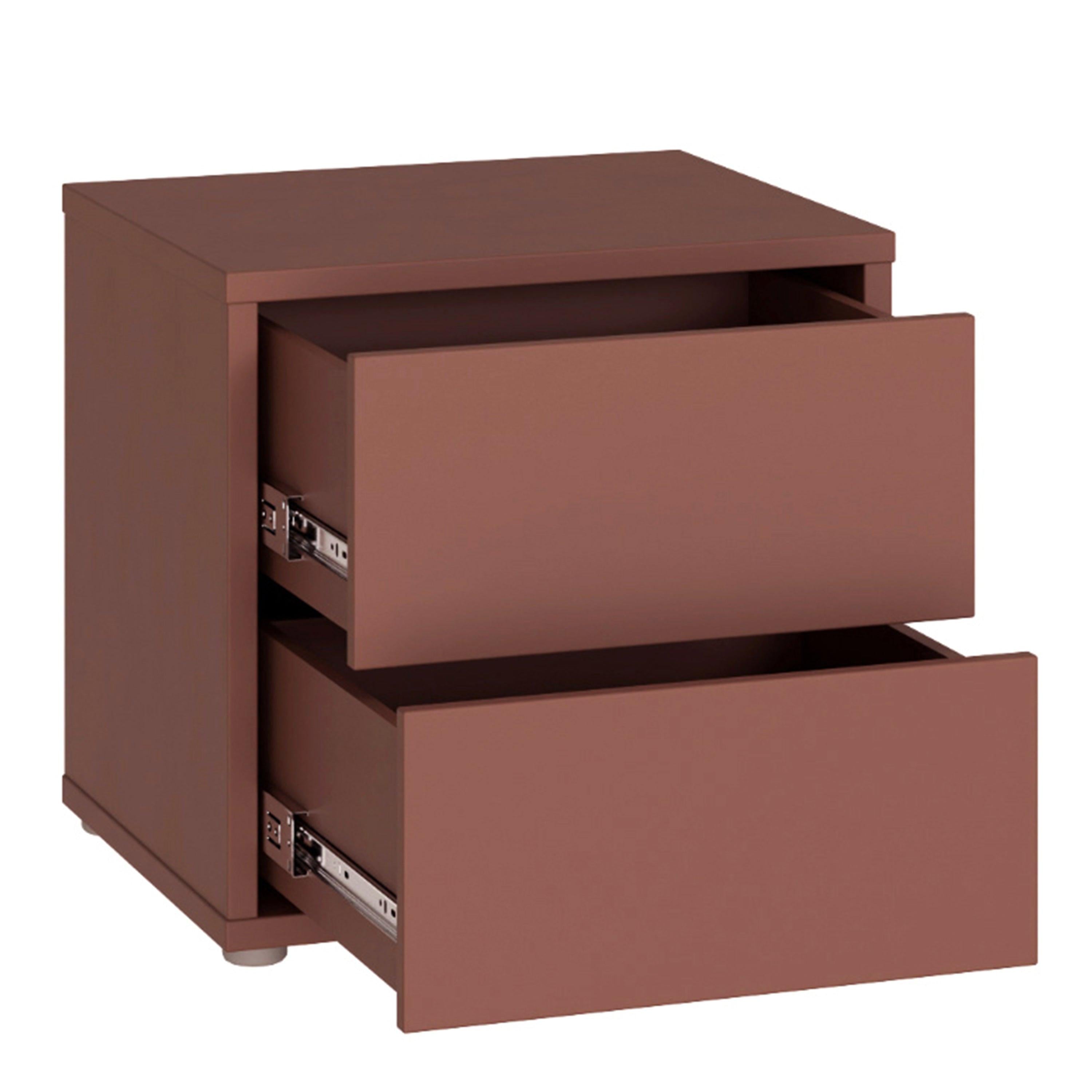 Alice Springs Low Bedside Cabinet with 2 Drawers Push-to-Open in Terracotta - image 4
