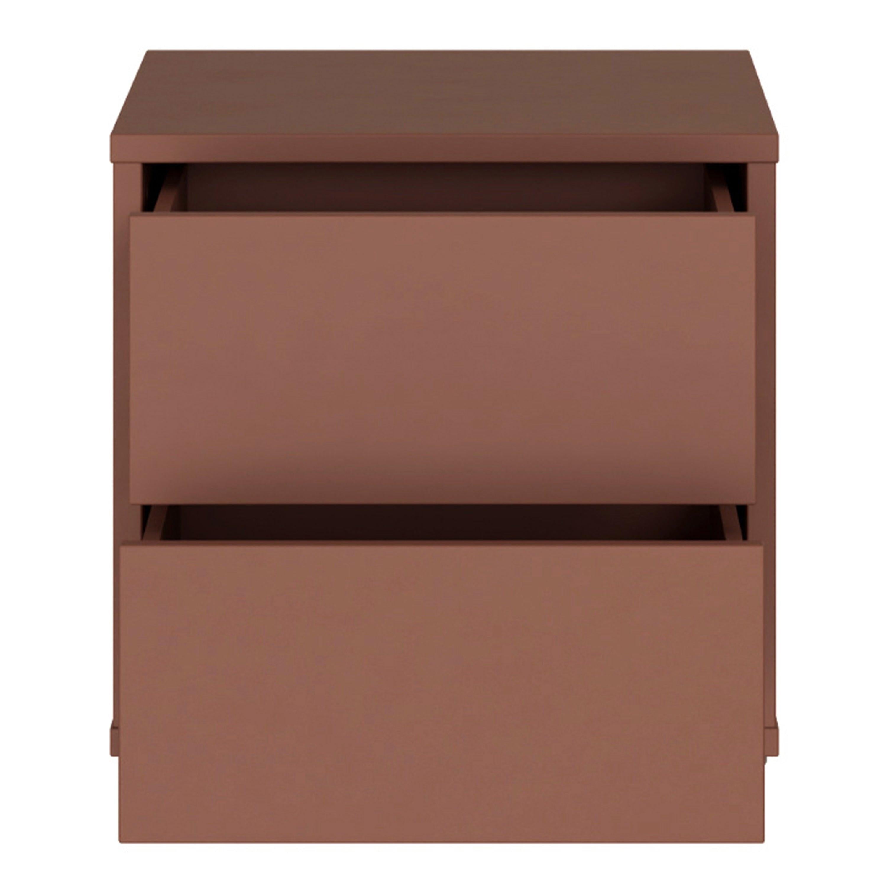 Alice Springs Low Bedside Cabinet with 2 Drawers Push-to-Open in Terracotta - image 5