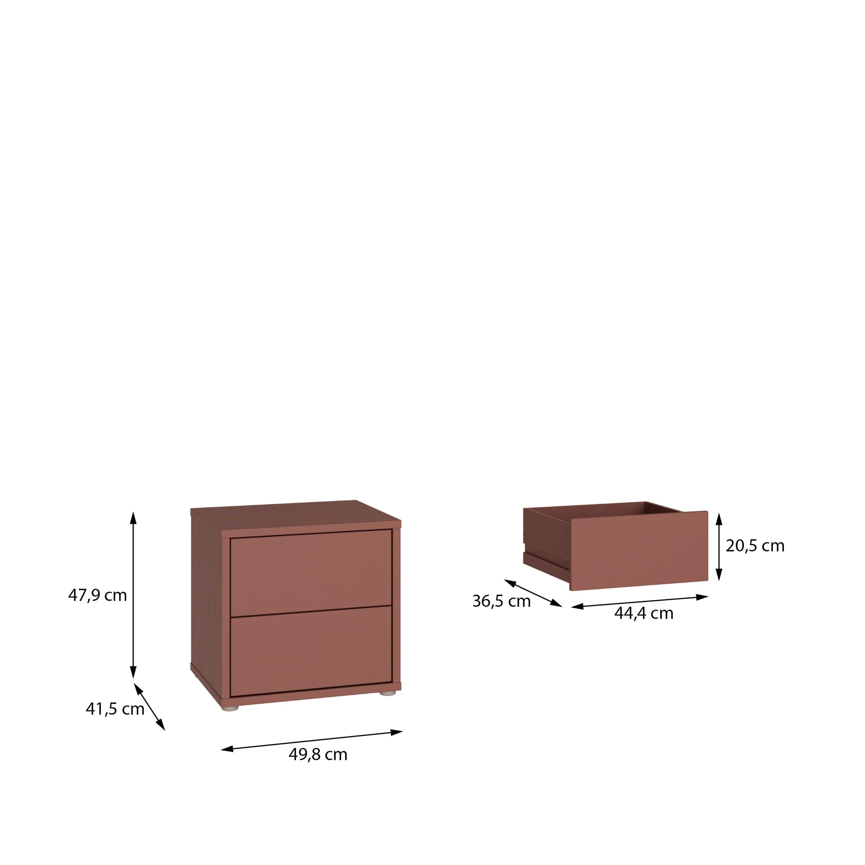 Alice Springs Low Bedside Cabinet with 2 Drawers Push-to-Open in Terracotta - image 7