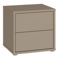 Alice Springs Low Bedside Cabinet with 2 Drawers Push-to-Open in Taupe