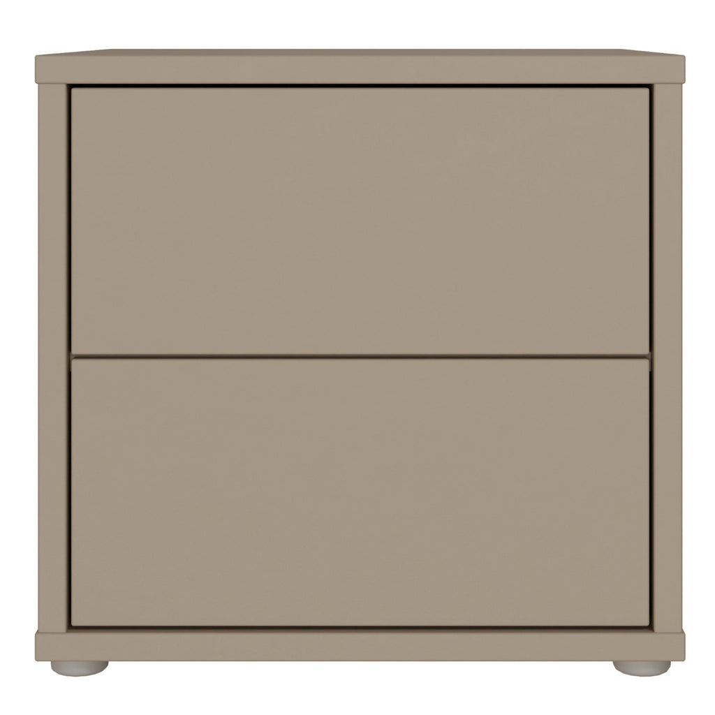 Alice Springs Low Bedside Cabinet with 2 Drawers Push-to-Open in Taupe - image 2