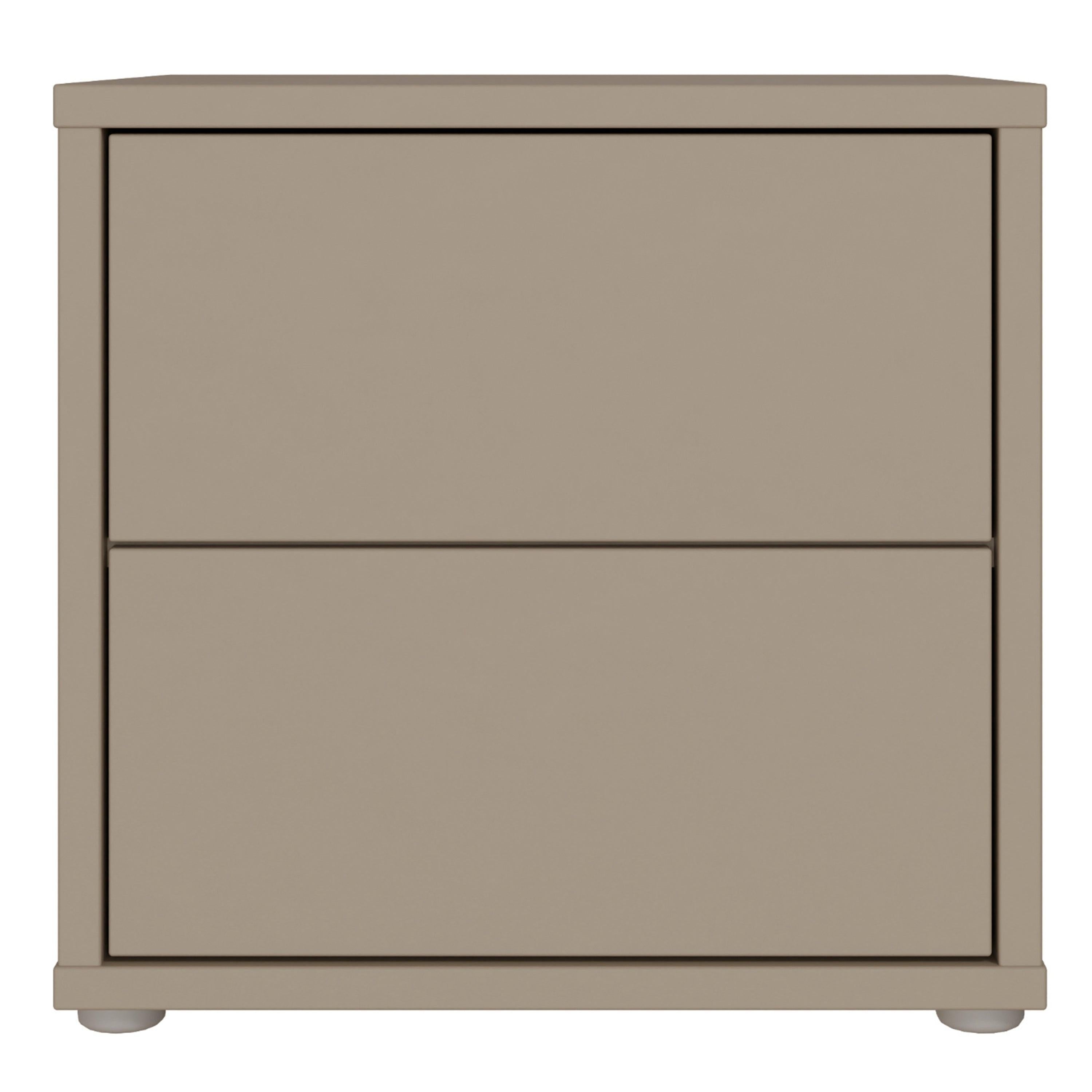 Alice Springs Low Bedside Cabinet with 2 Drawers Push-to-Open in Taupe - image 2