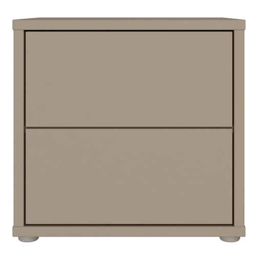 Alice Springs Low Bedside Cabinet with 2 Drawers Push-to-Open in Taupe - image 2
