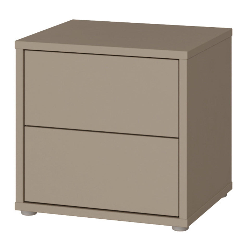 Alice Springs Low Bedside Cabinet with 2 Drawers Push-to-Open in Taupe - image 3