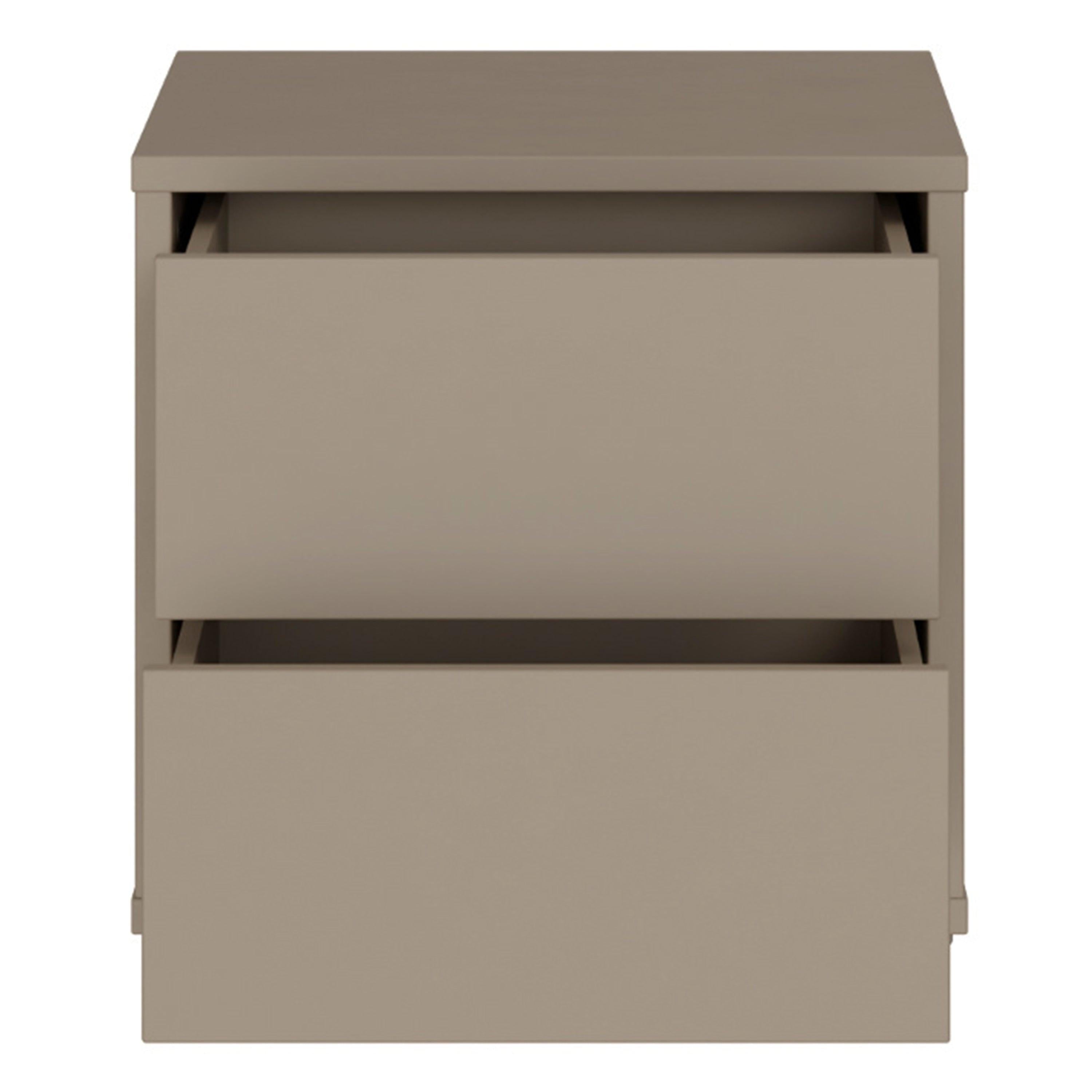 Alice Springs Low Bedside Cabinet with 2 Drawers Push-to-Open in Taupe - image 5