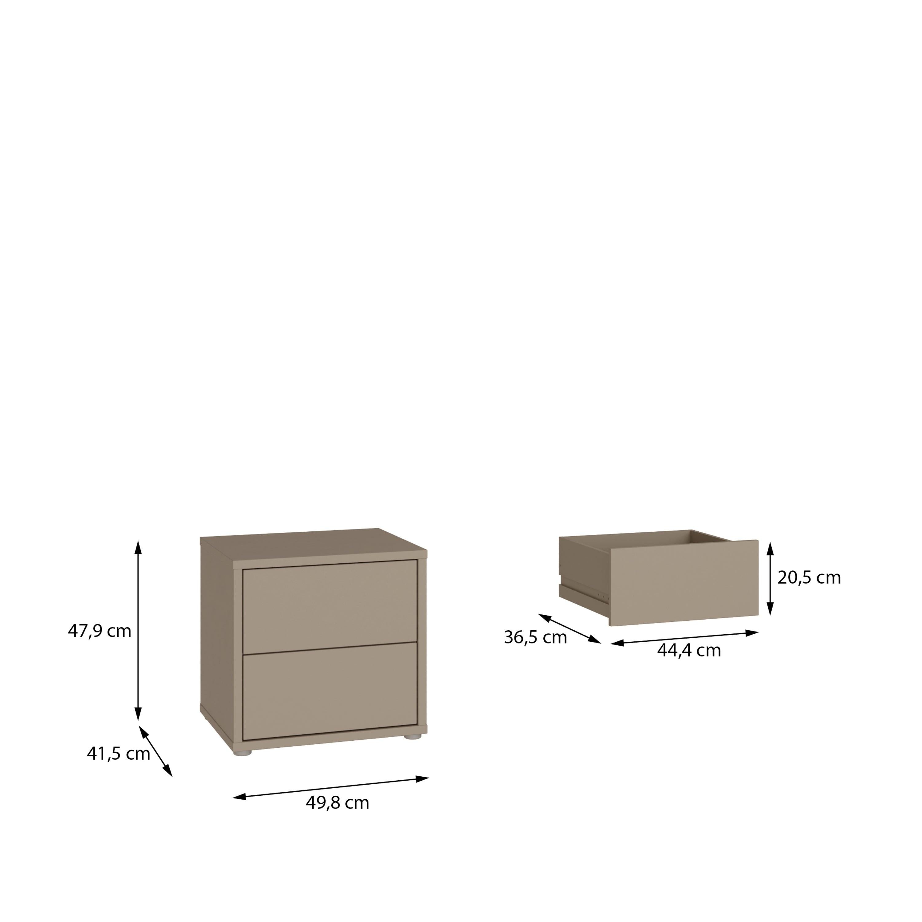 Alice Springs Low Bedside Cabinet with 2 Drawers Push-to-Open in Taupe - image 7
