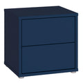 Alice Springs Low Bedside Cabinet with 2 Drawers Push-to-Open in Night Blue