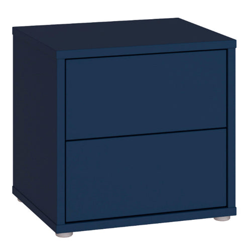 Alice Springs Low Bedside Cabinet with 2 Drawers Push-to-Open in Night Blue